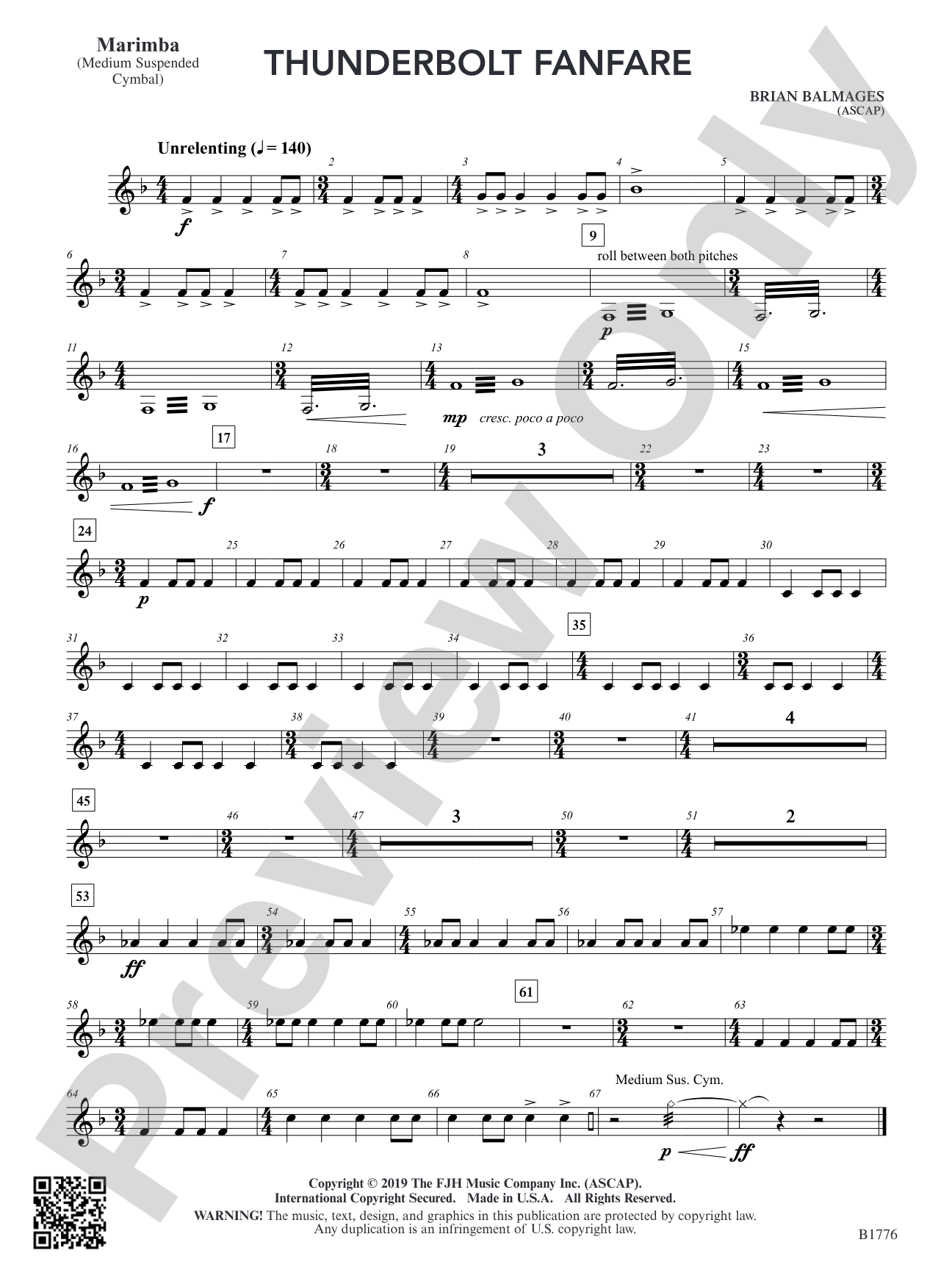 Thunderbolt Fanfare: Marimba