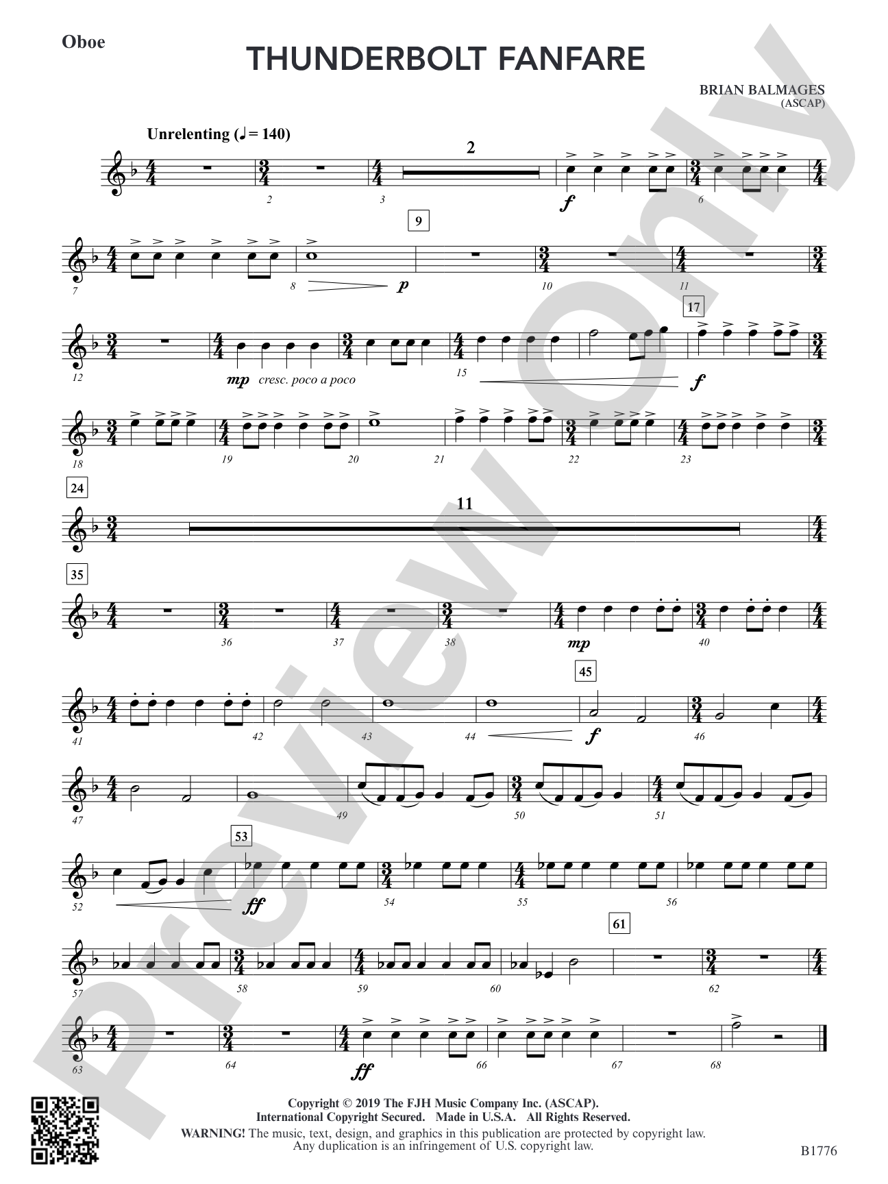 Thunderbolt Fanfare: Oboe