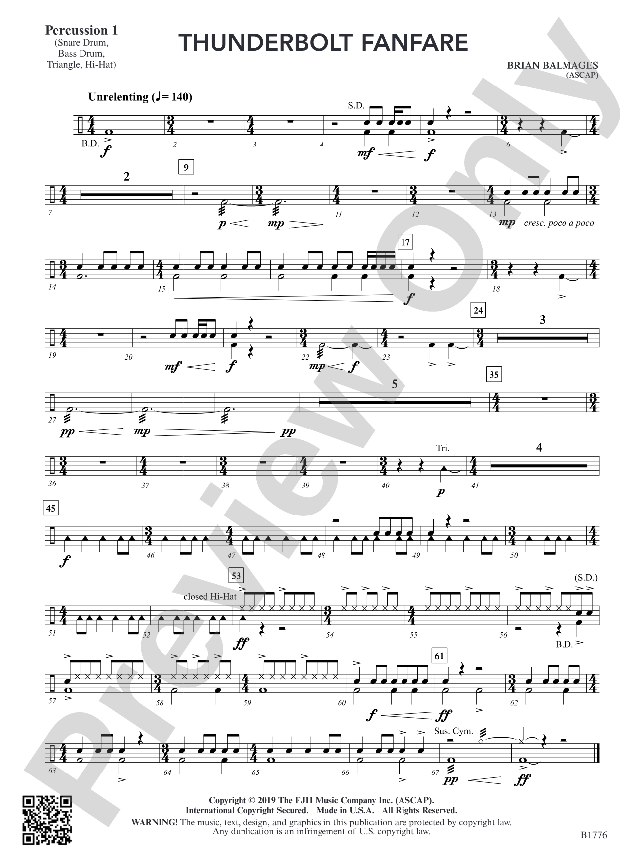 Thunderbolt Fanfare: Percussion 1