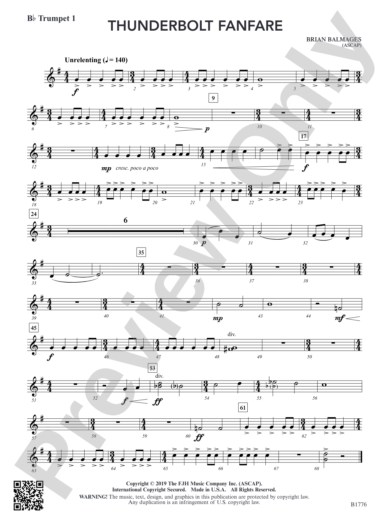 Thunderbolt Fanfare: B-flat Trumpet 1