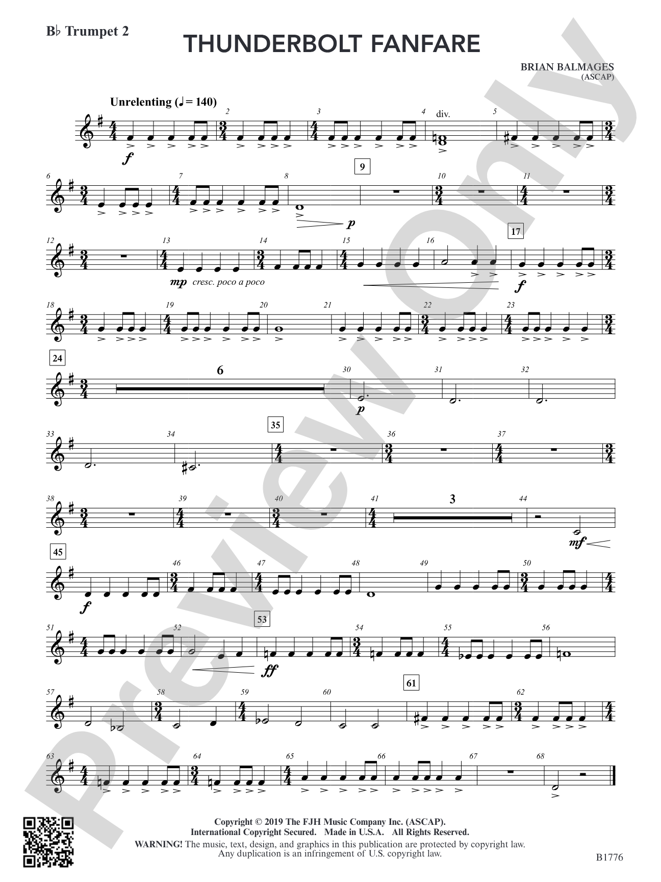 Thunderbolt Fanfare: B-flat Trumpet 2