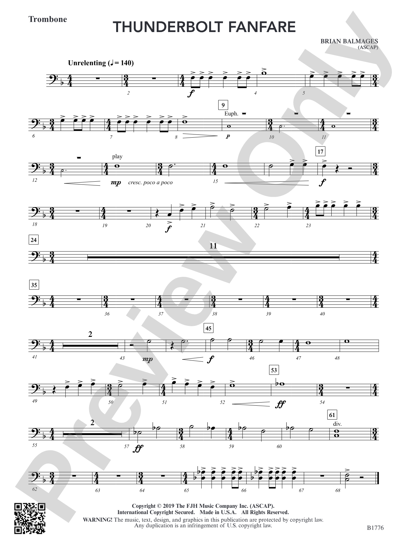 Thunderbolt Fanfare: Trombone