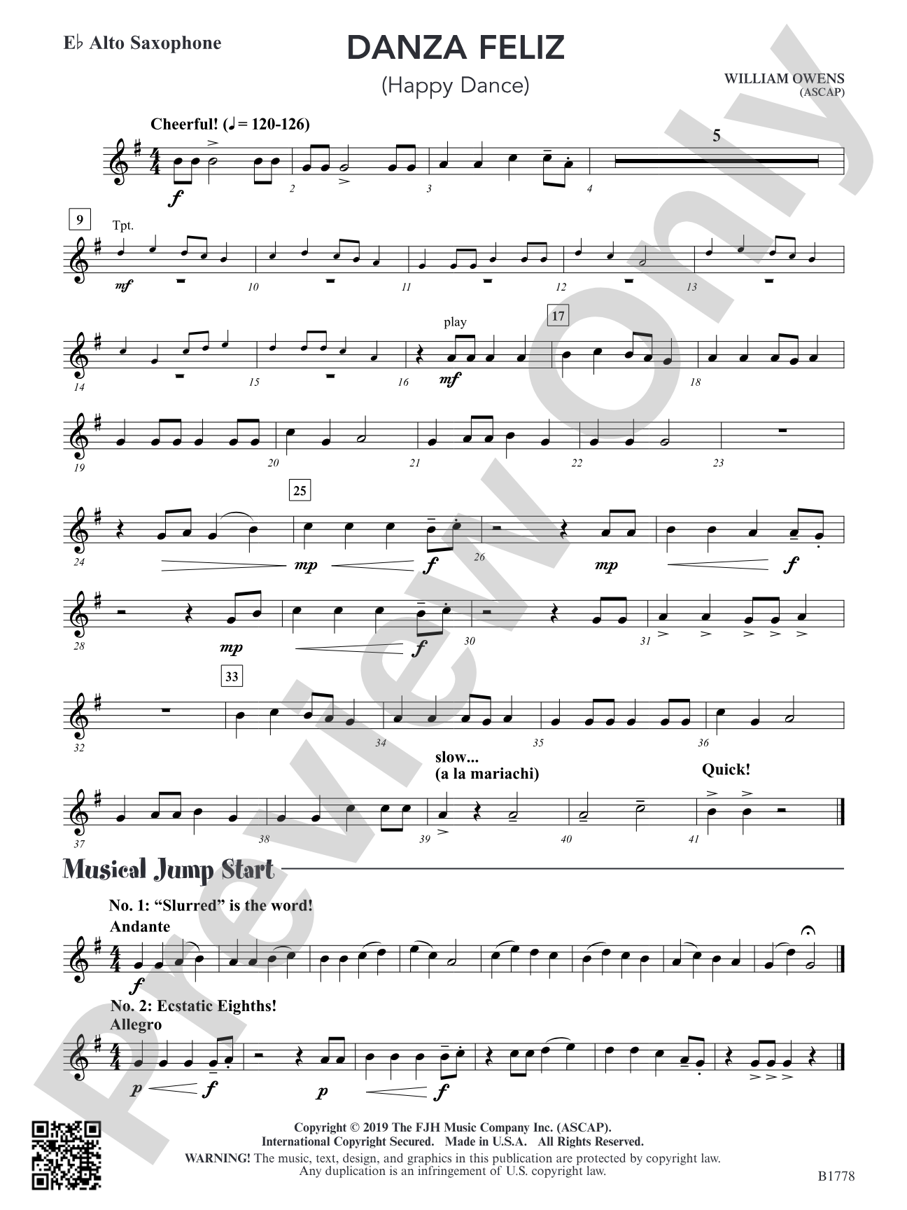 Danza Feliz: E-flat Alto Saxophone