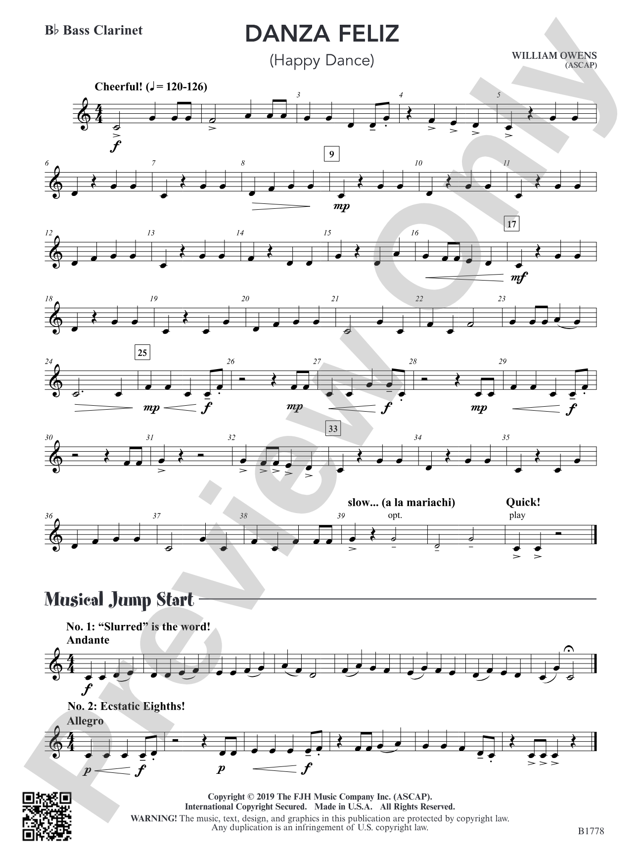 Danza Feliz: B-flat Bass Clarinet