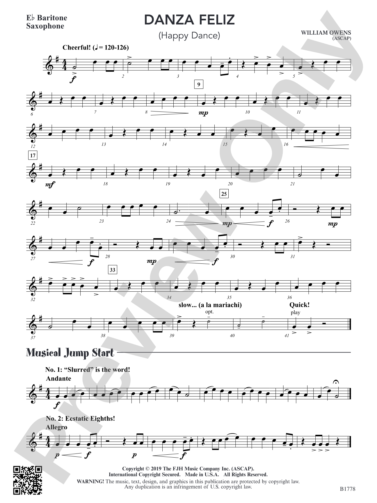 Danza Feliz: E-flat Baritone Saxophone