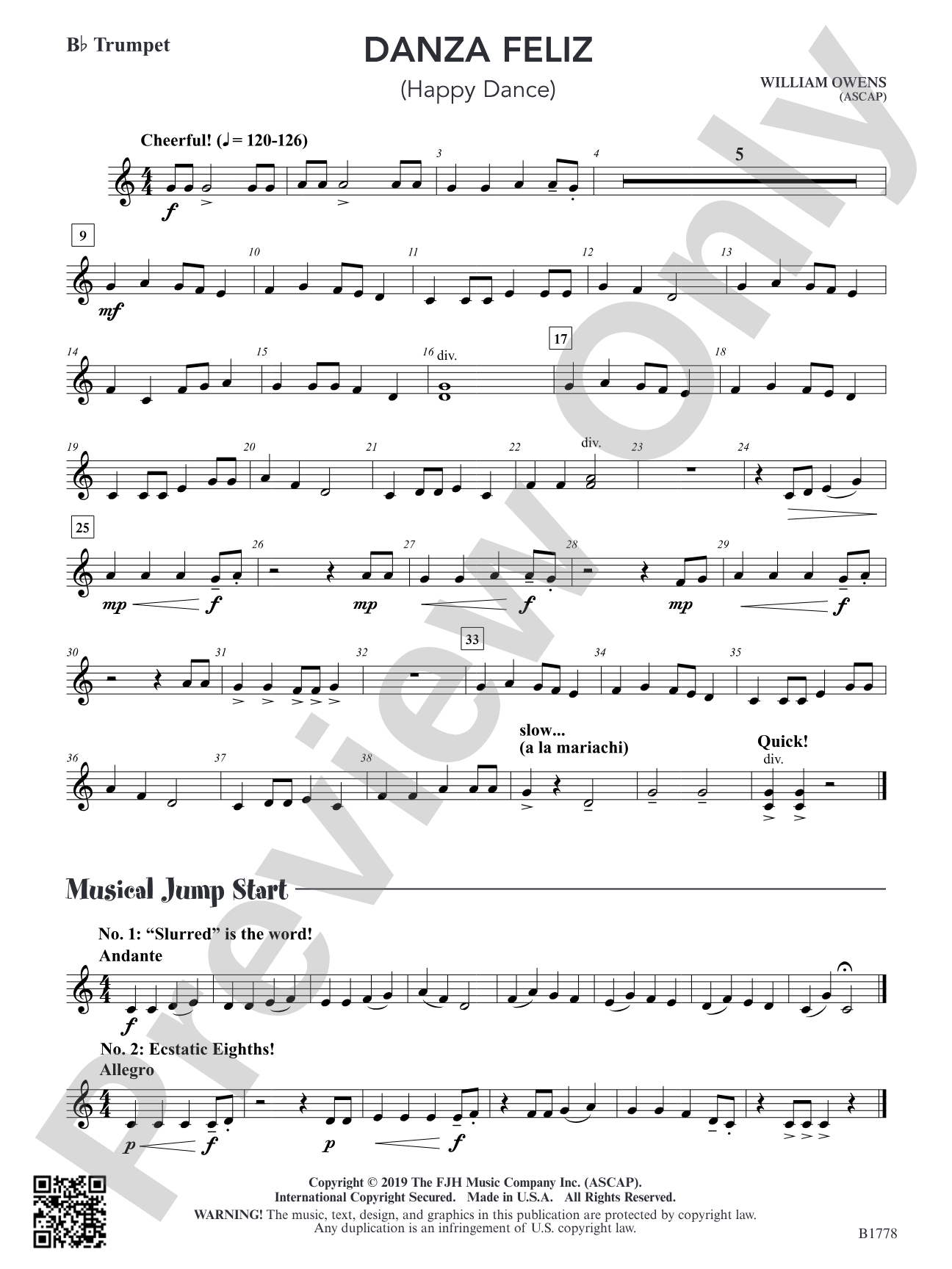 Danza Feliz: B-flat Trumpet