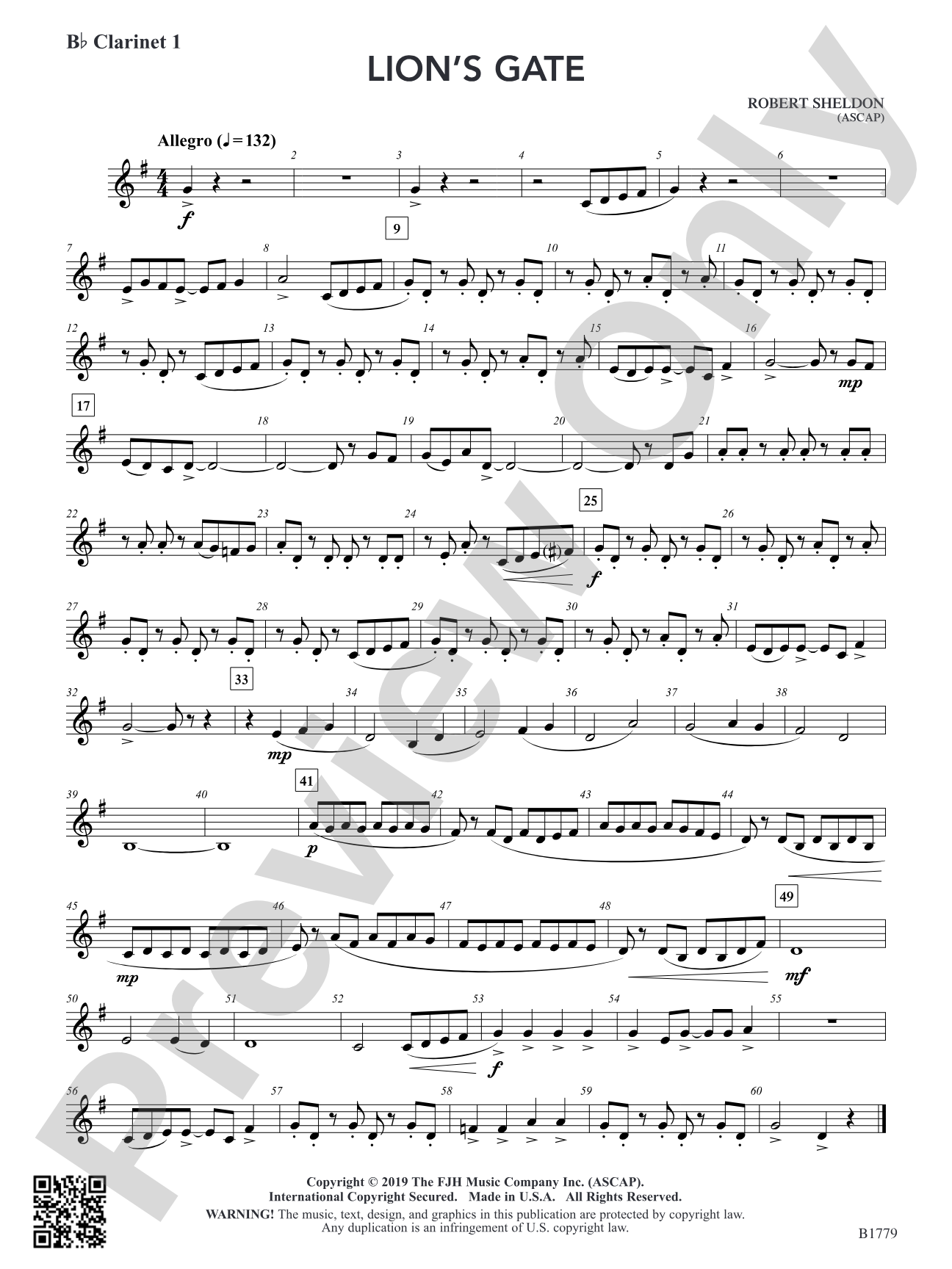Lion's Gate: B-flat Clarinet 1