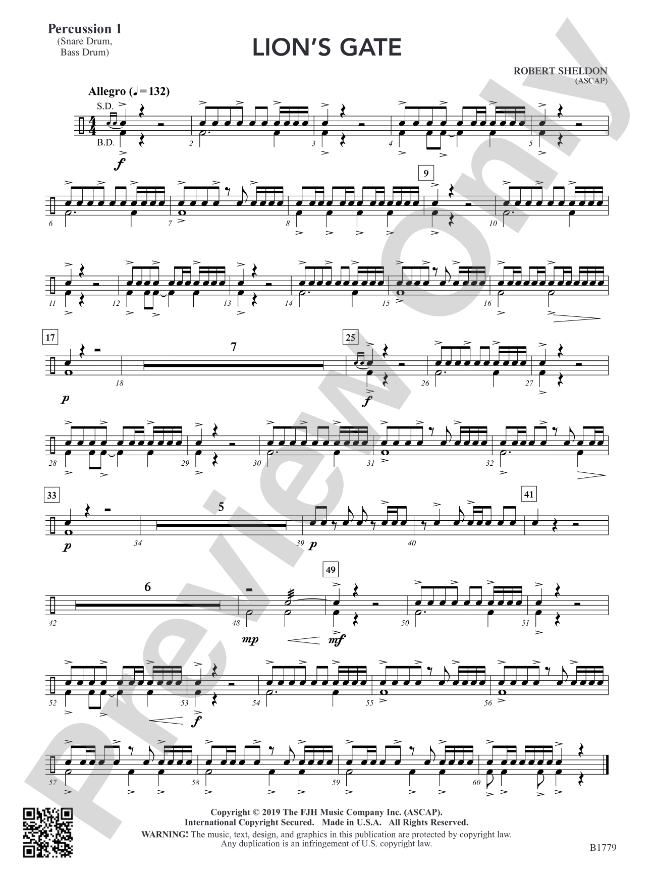 Lion's Gate: Percussion 1