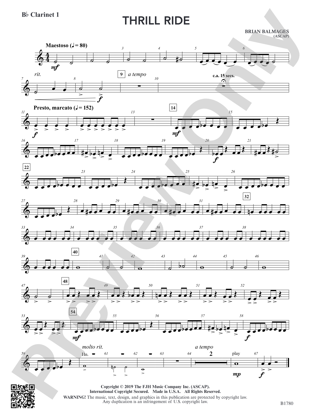 Thrill Ride: B-flat Clarinet 1