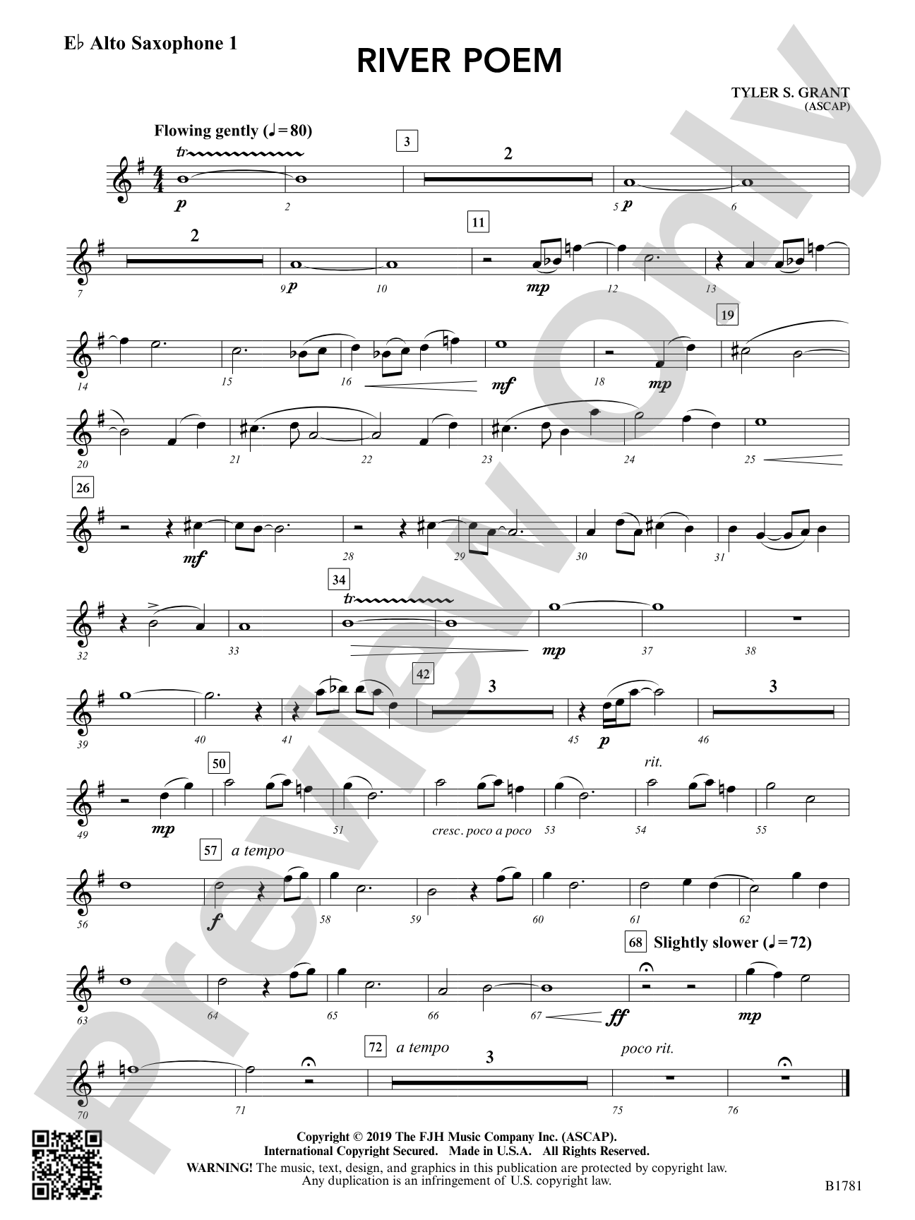 River Poem: E-flat Alto Saxophone 1
