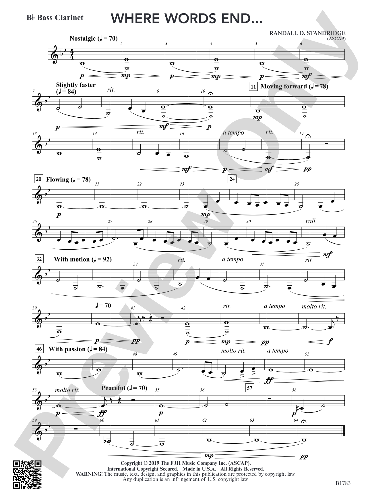 Where Words End...: B-flat Bass Clarinet