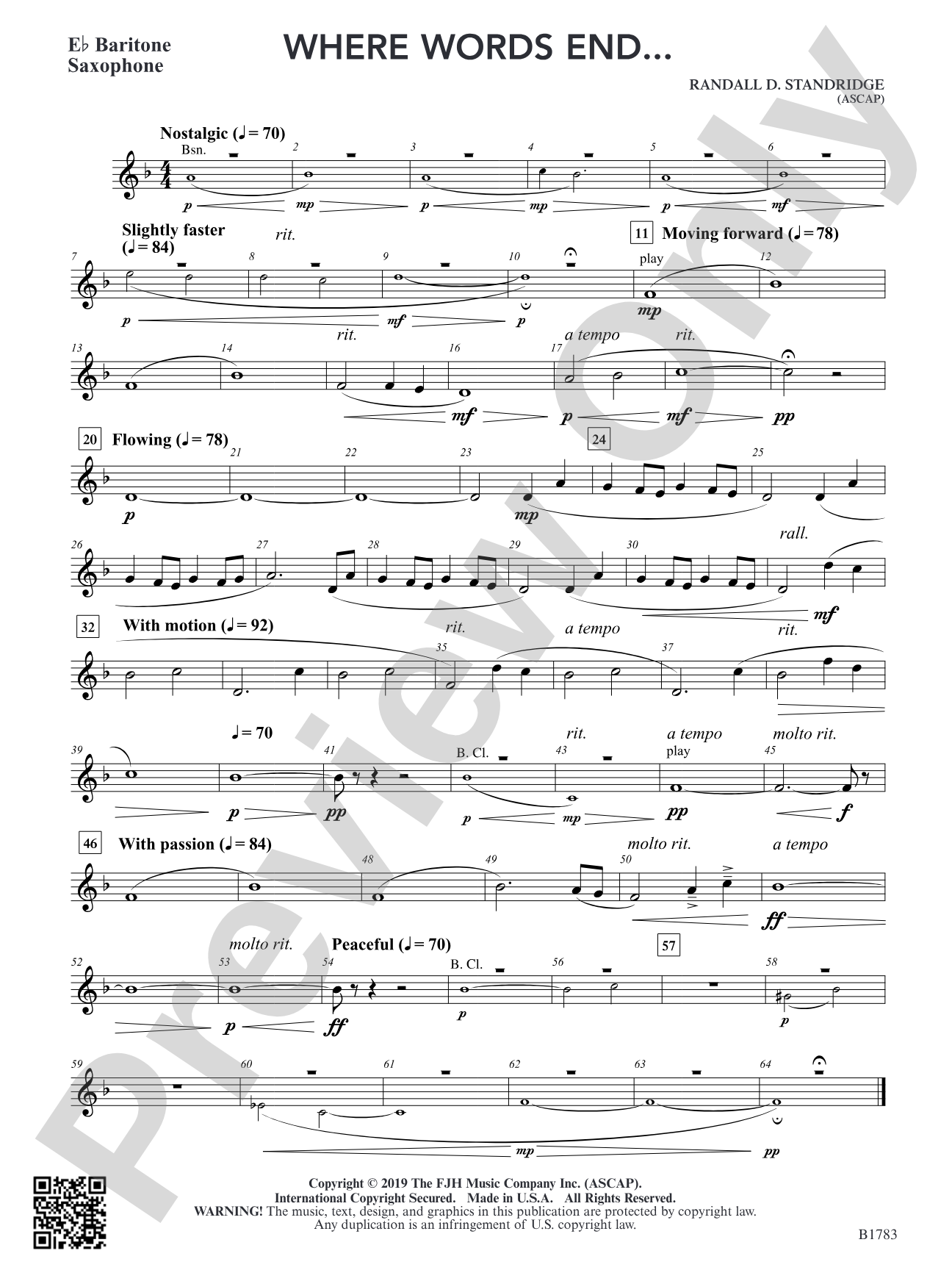 Where Words End...: E-flat Baritone Saxophone