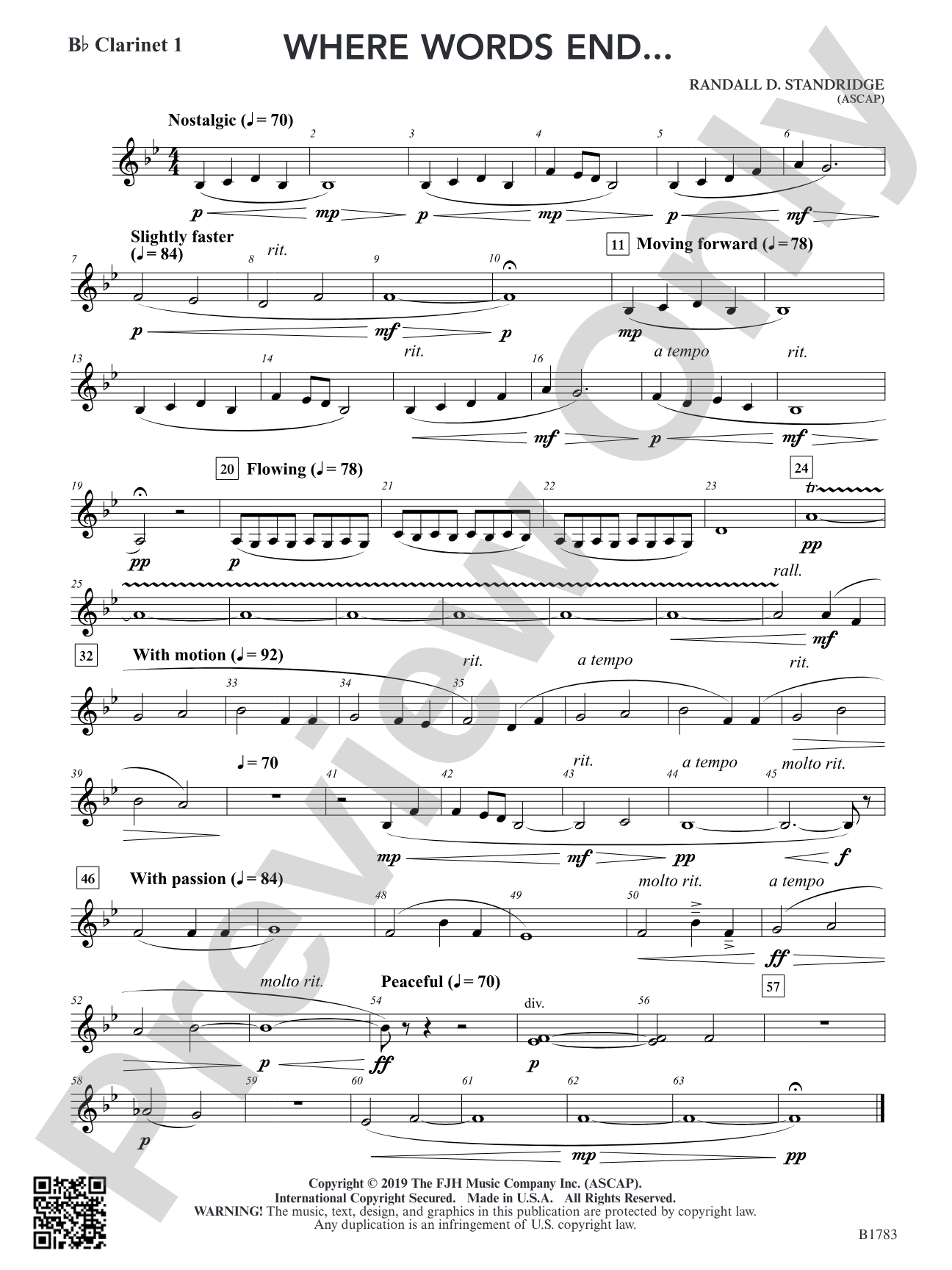 Where Words End...: B-flat Clarinet 1