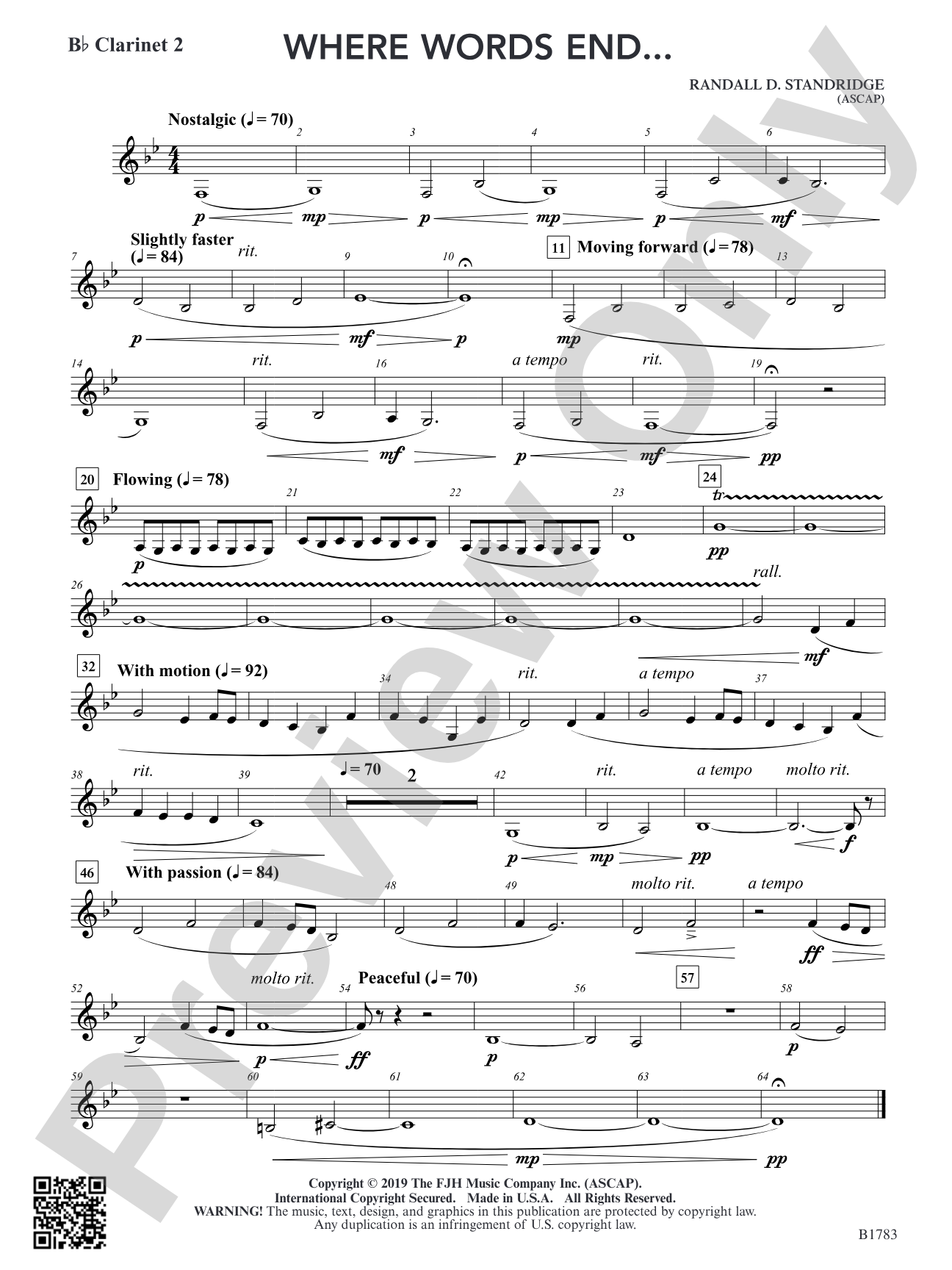 Where Words End...: B-flat Clarinet 2