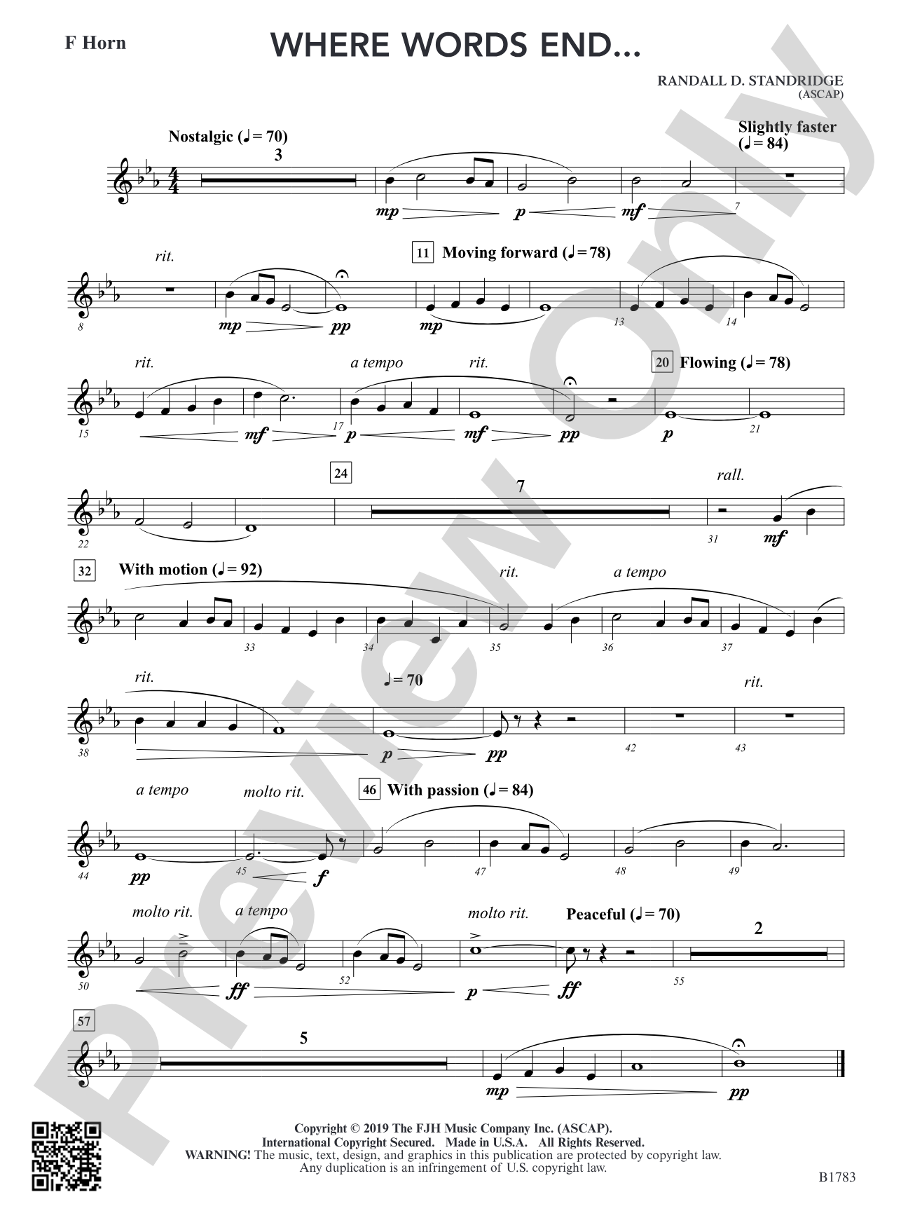 Where Words End...: F Horn