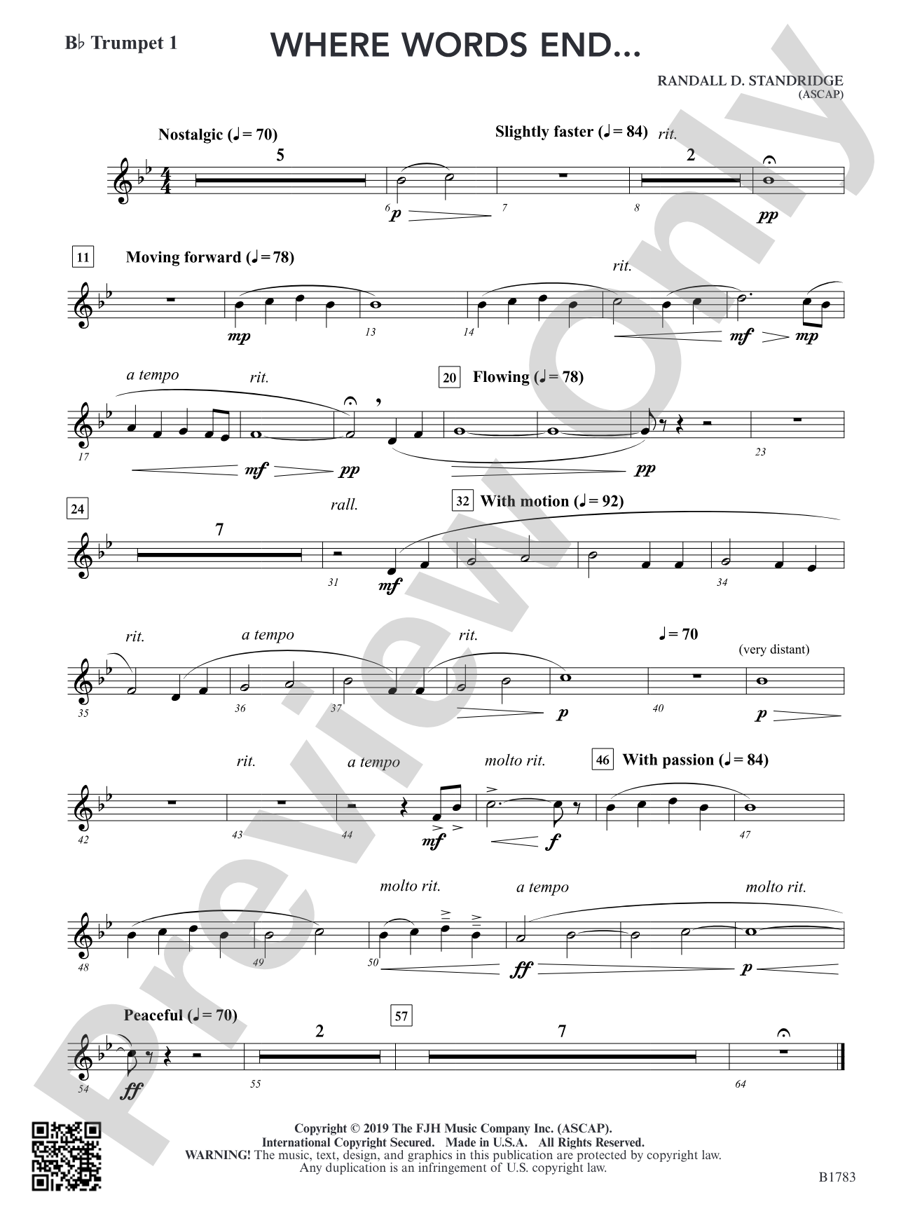 Where Words End...: B-flat Trumpet 1
