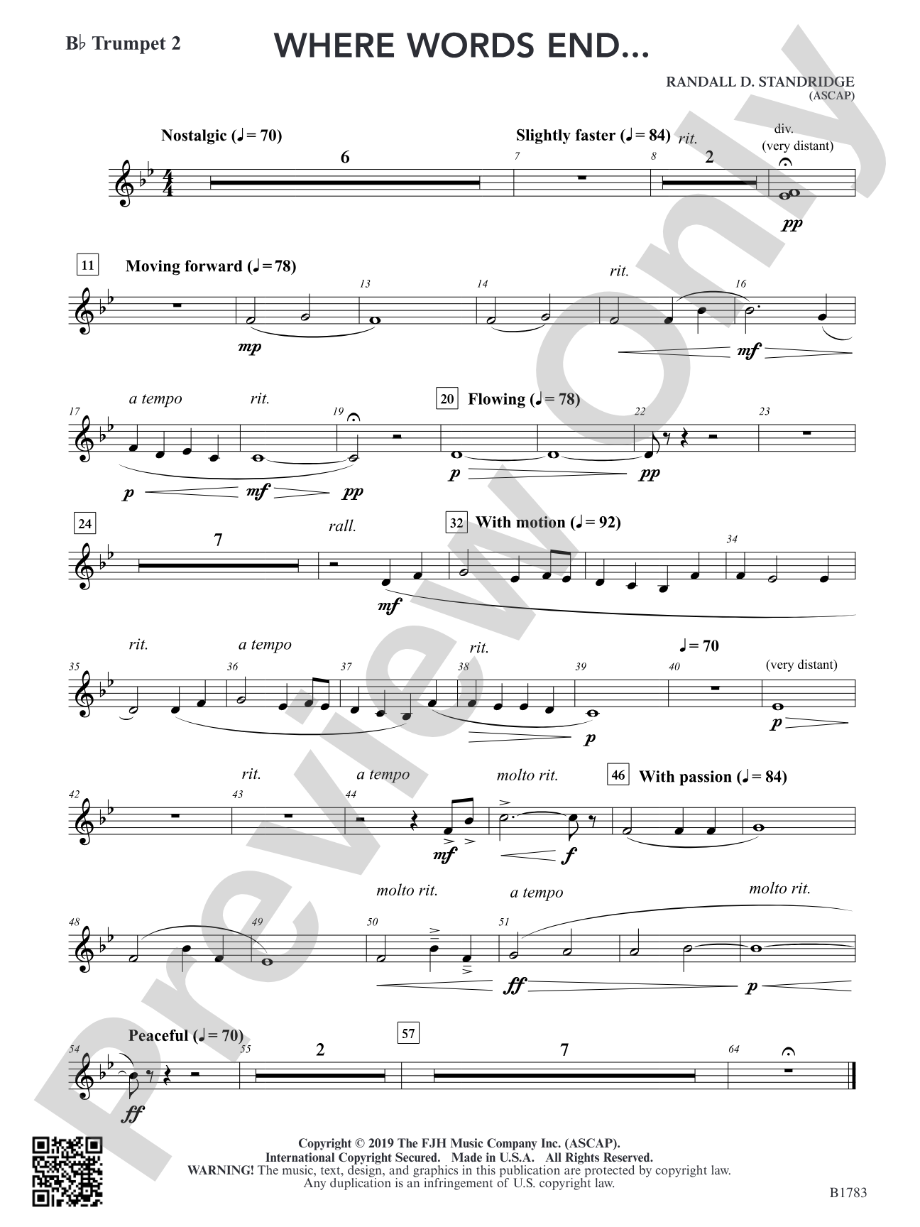 Where Words End...: B-flat Trumpet 2