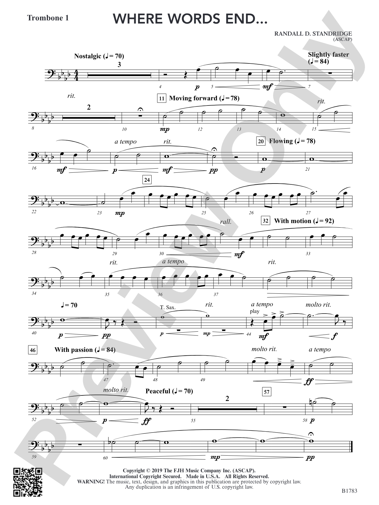 Where Words End...: Trombone 1