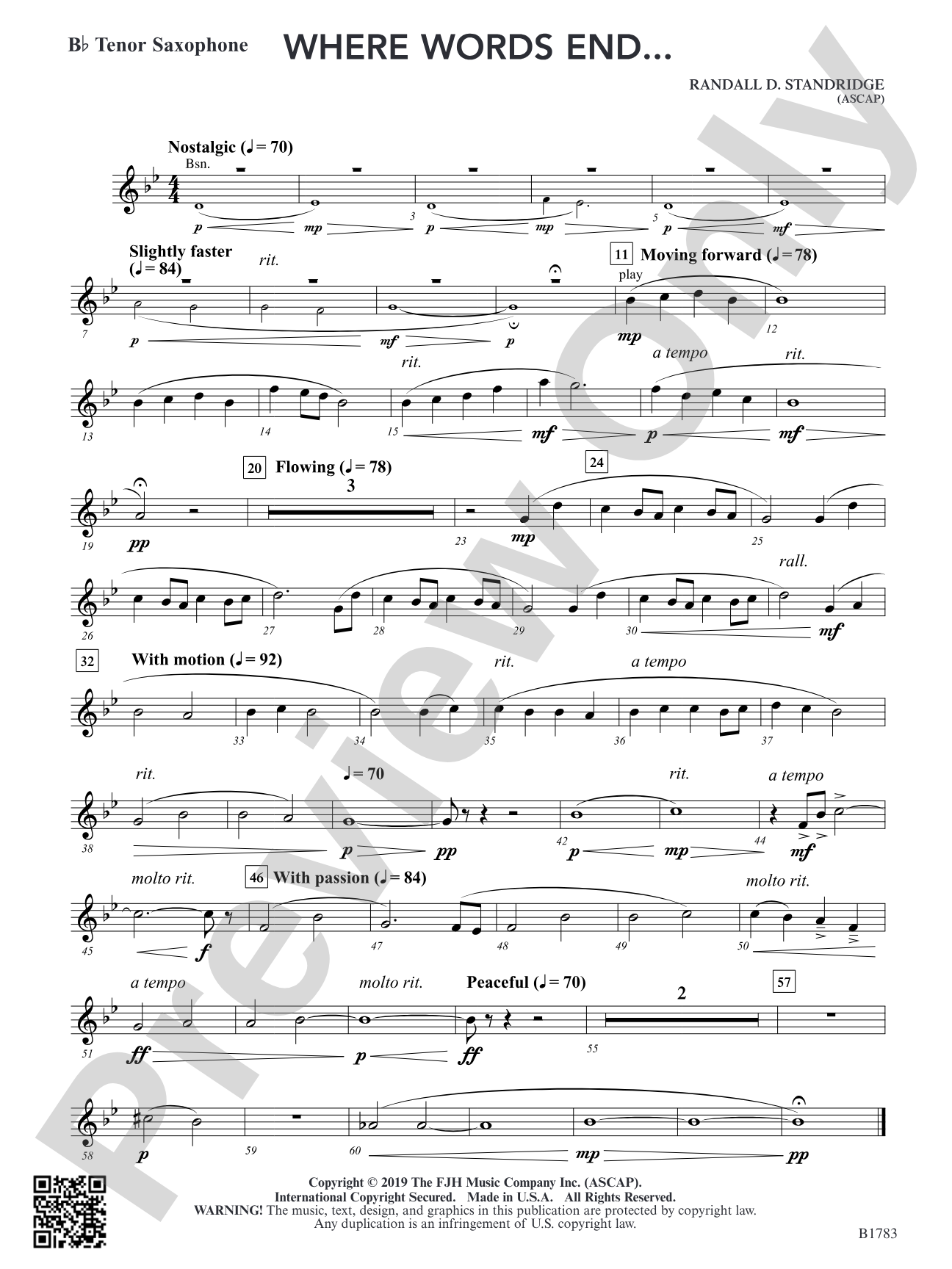 Where Words End...: B-flat Tenor Saxophone