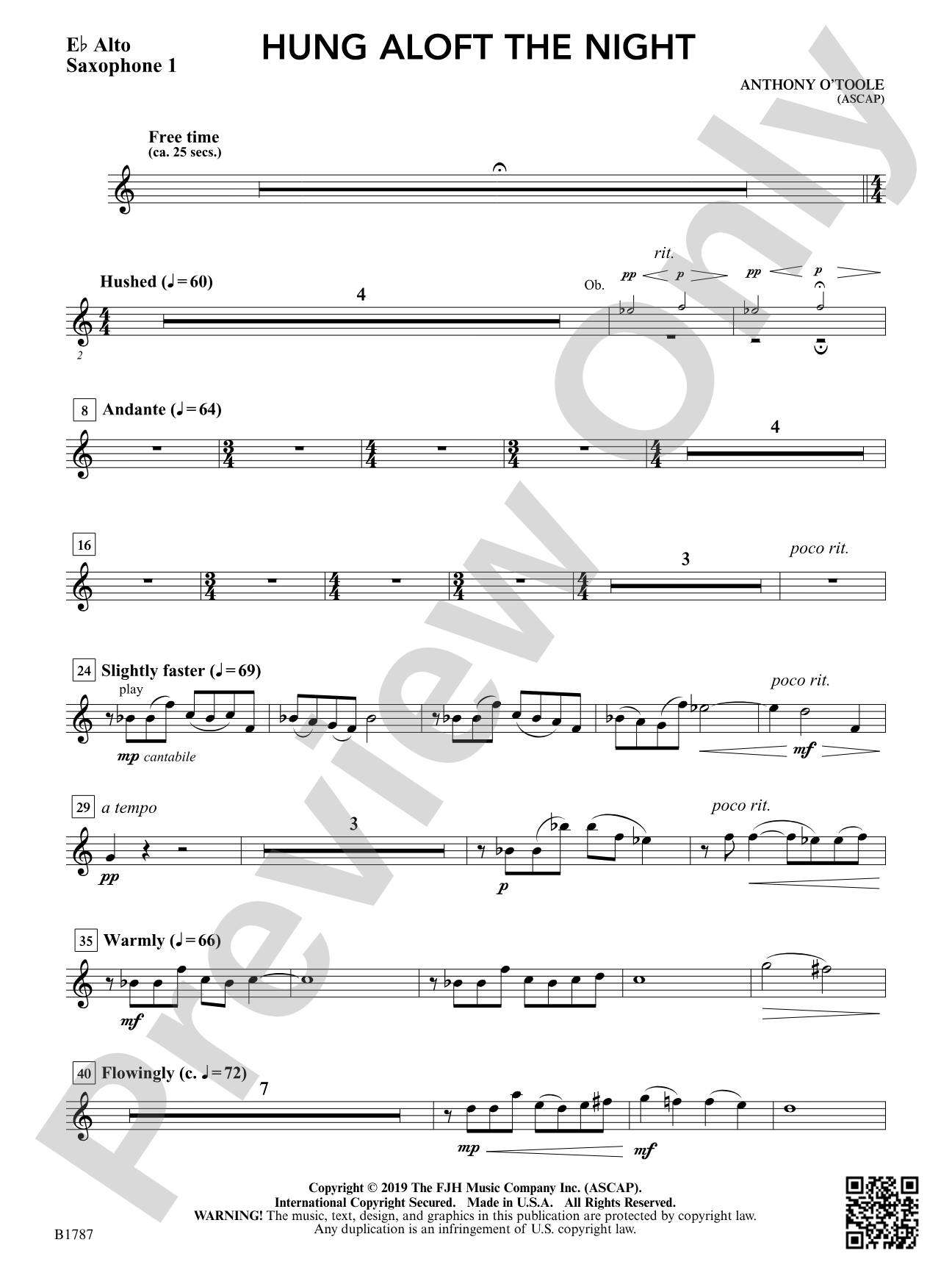 hung aloft the night: E-flat Alto Saxophone 1