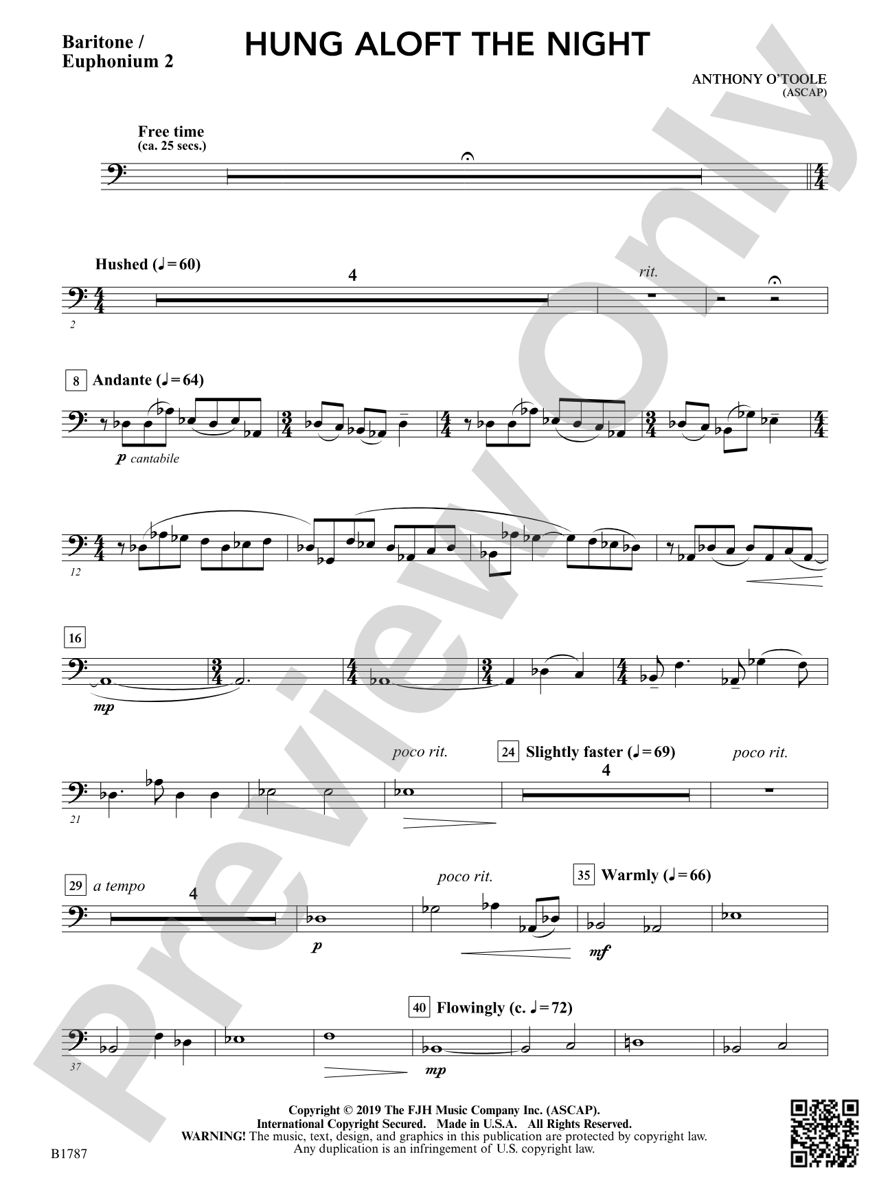 hung aloft the night: Baritone / Euphonium 2