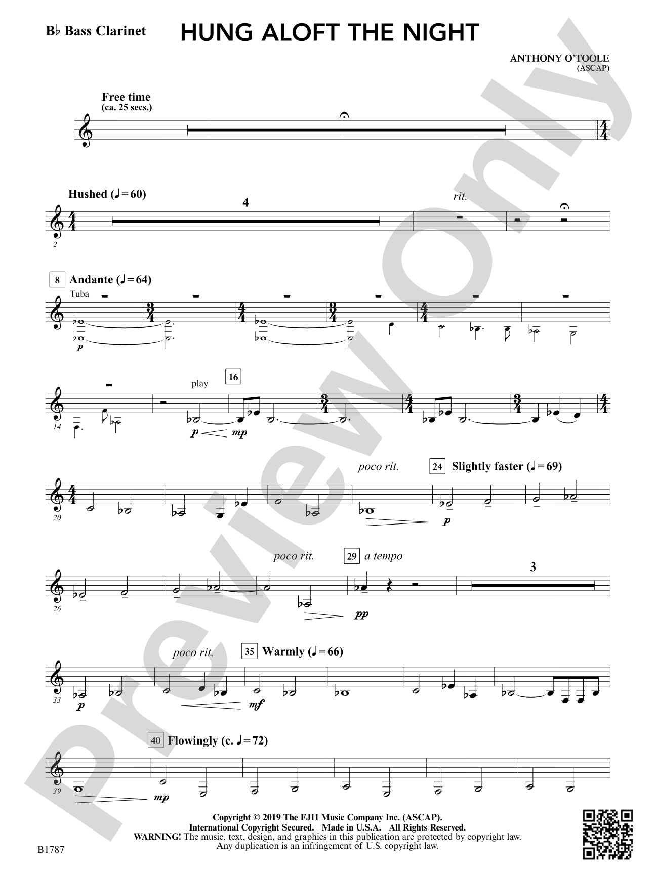 hung aloft the night: B-flat Bass Clarinet