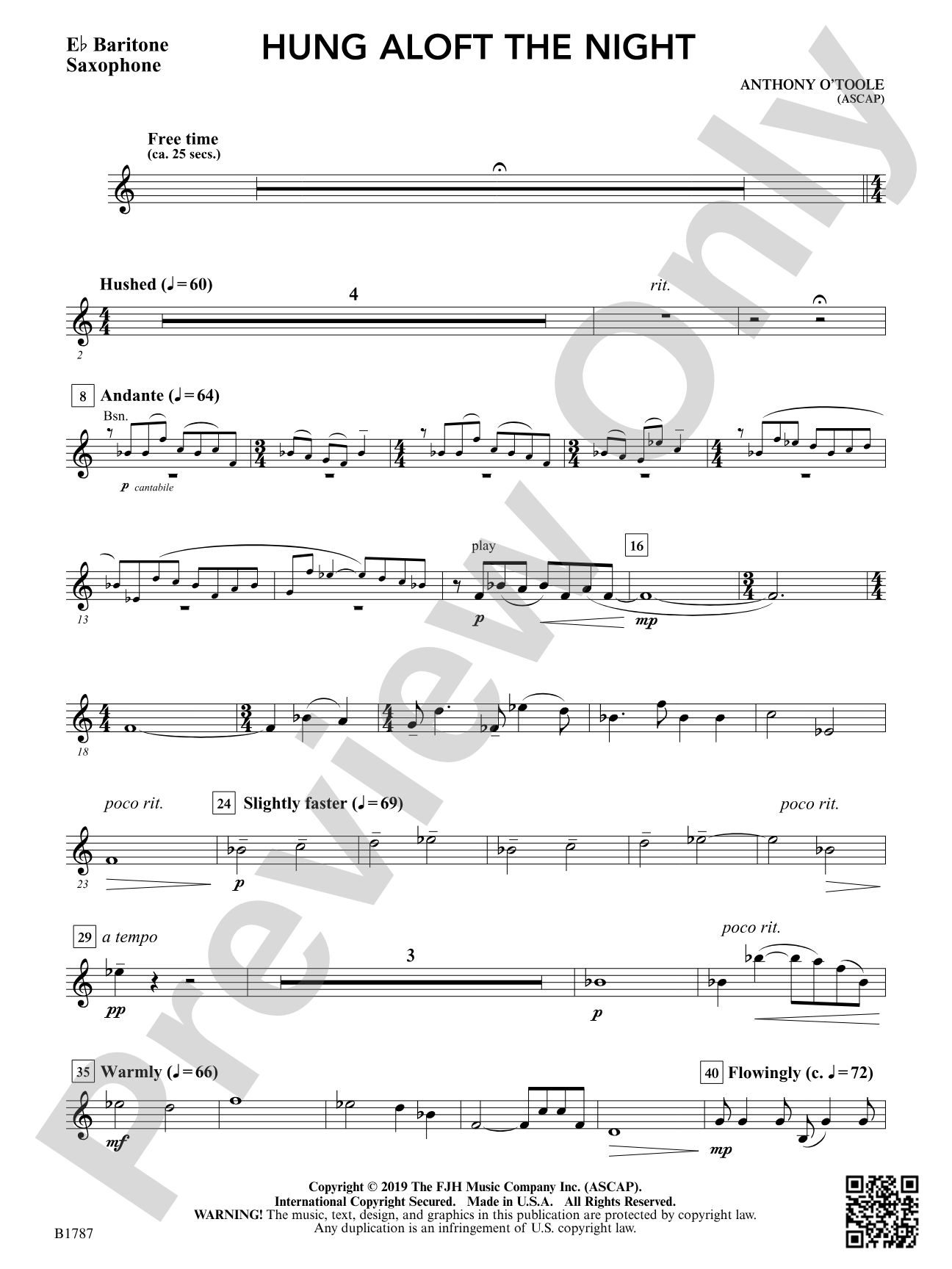 hung aloft the night: E-flat Baritone Saxophone