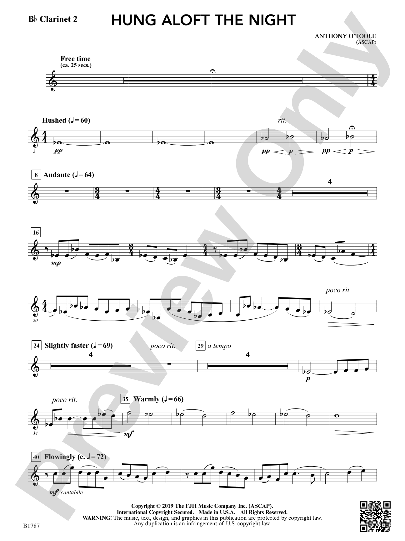 hung aloft the night: B-flat Clarinet 2