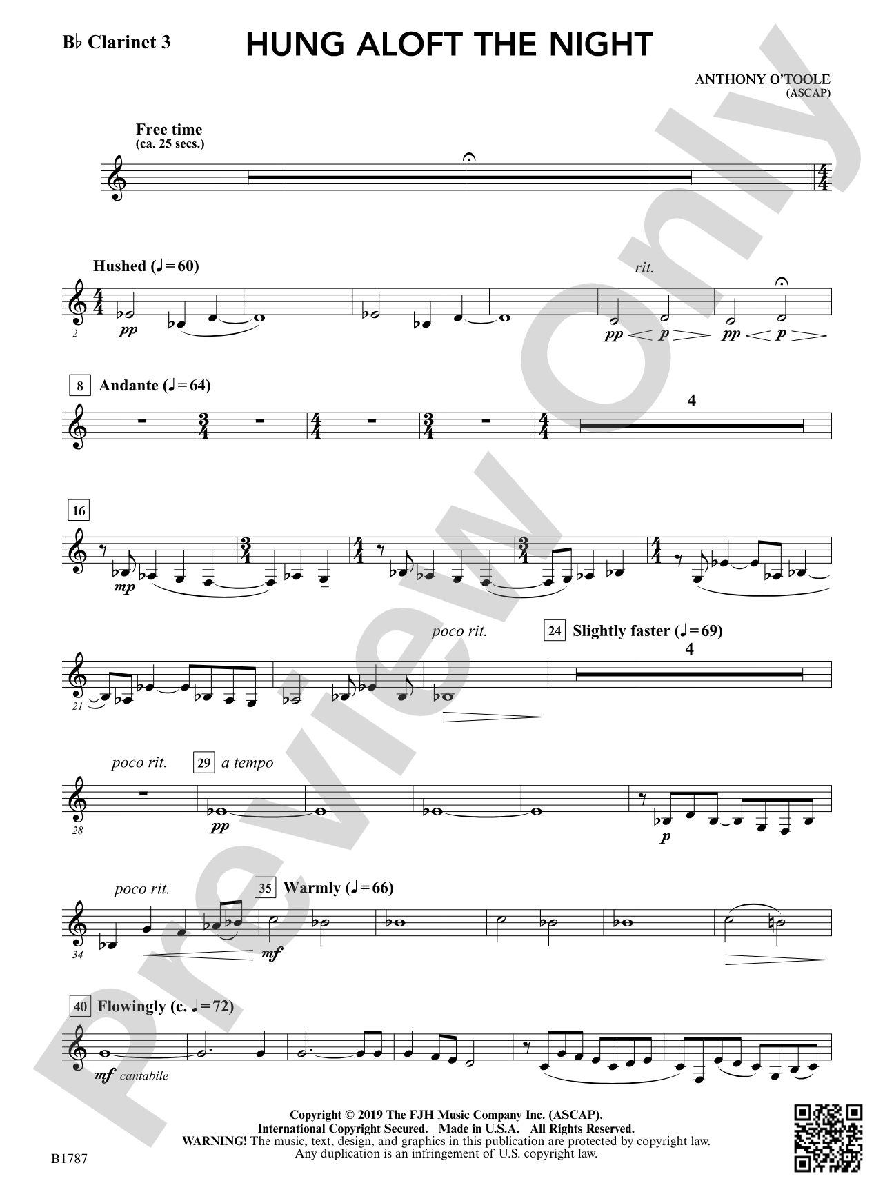 hung aloft the night: B-flat Clarinet 3