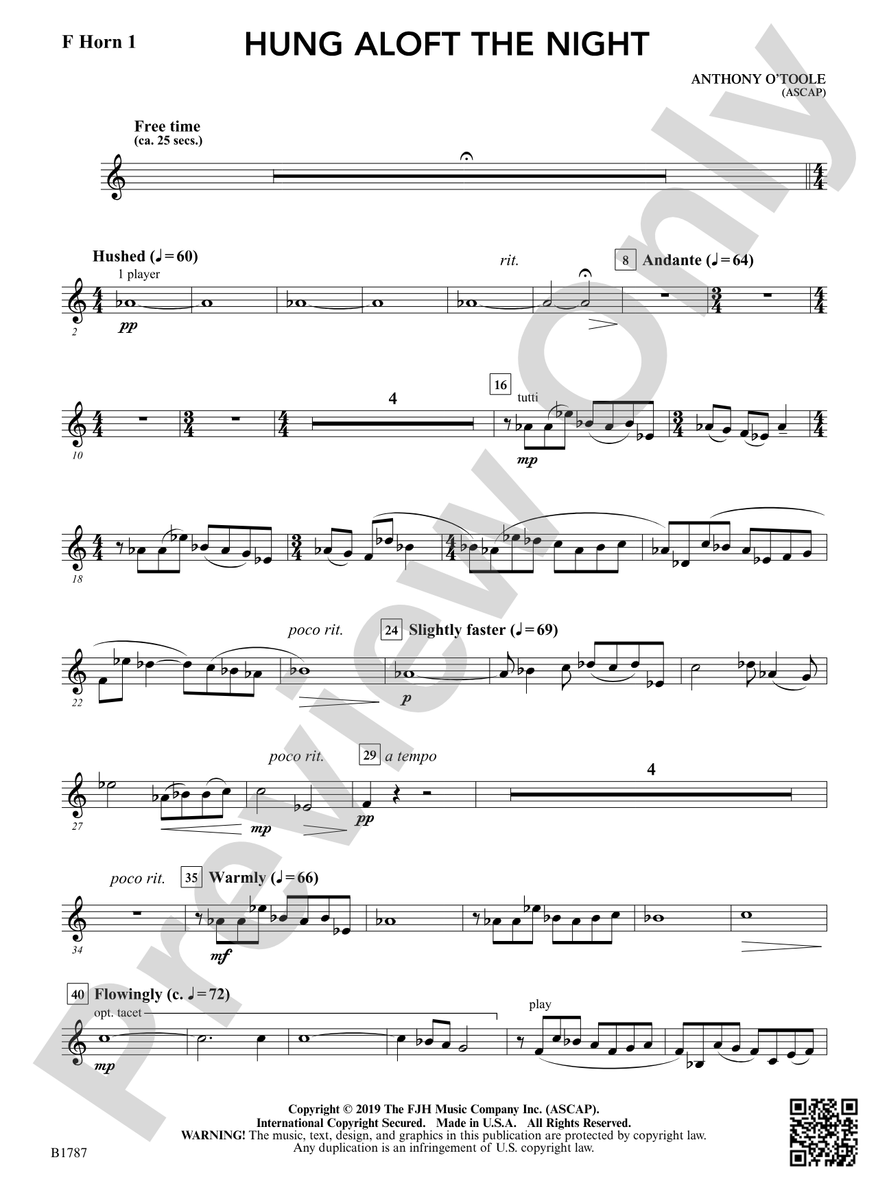 hung aloft the night: F Horn 1