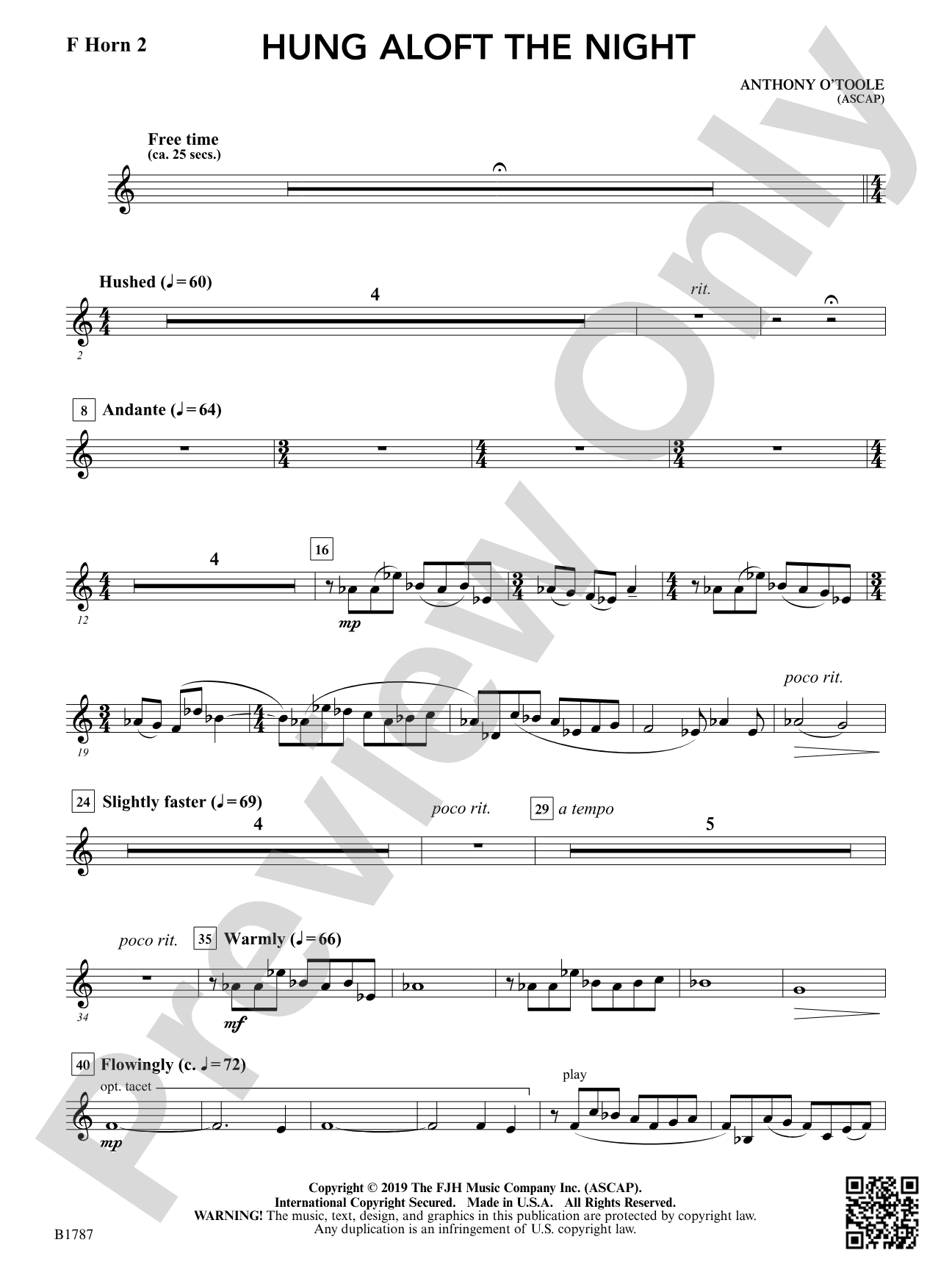 hung aloft the night: F Horn 2