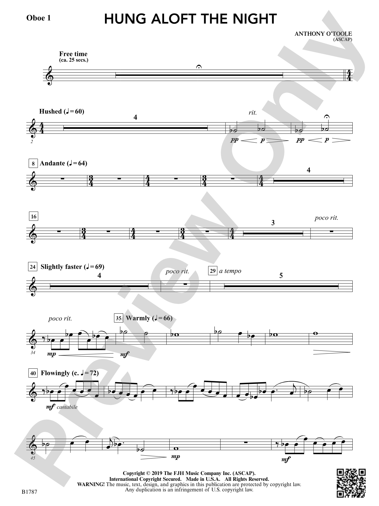hung aloft the night: Oboe 1