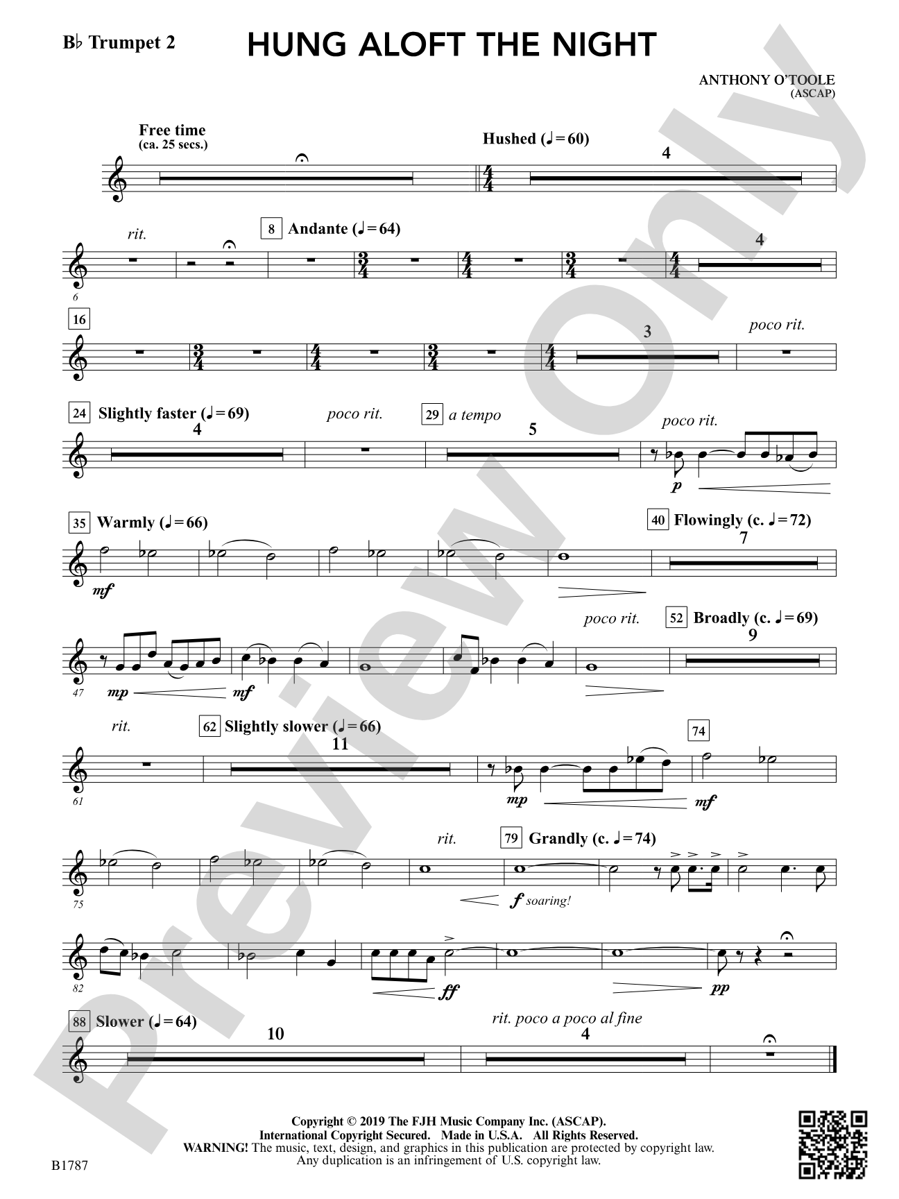 hung aloft the night: B-flat Trumpet 2