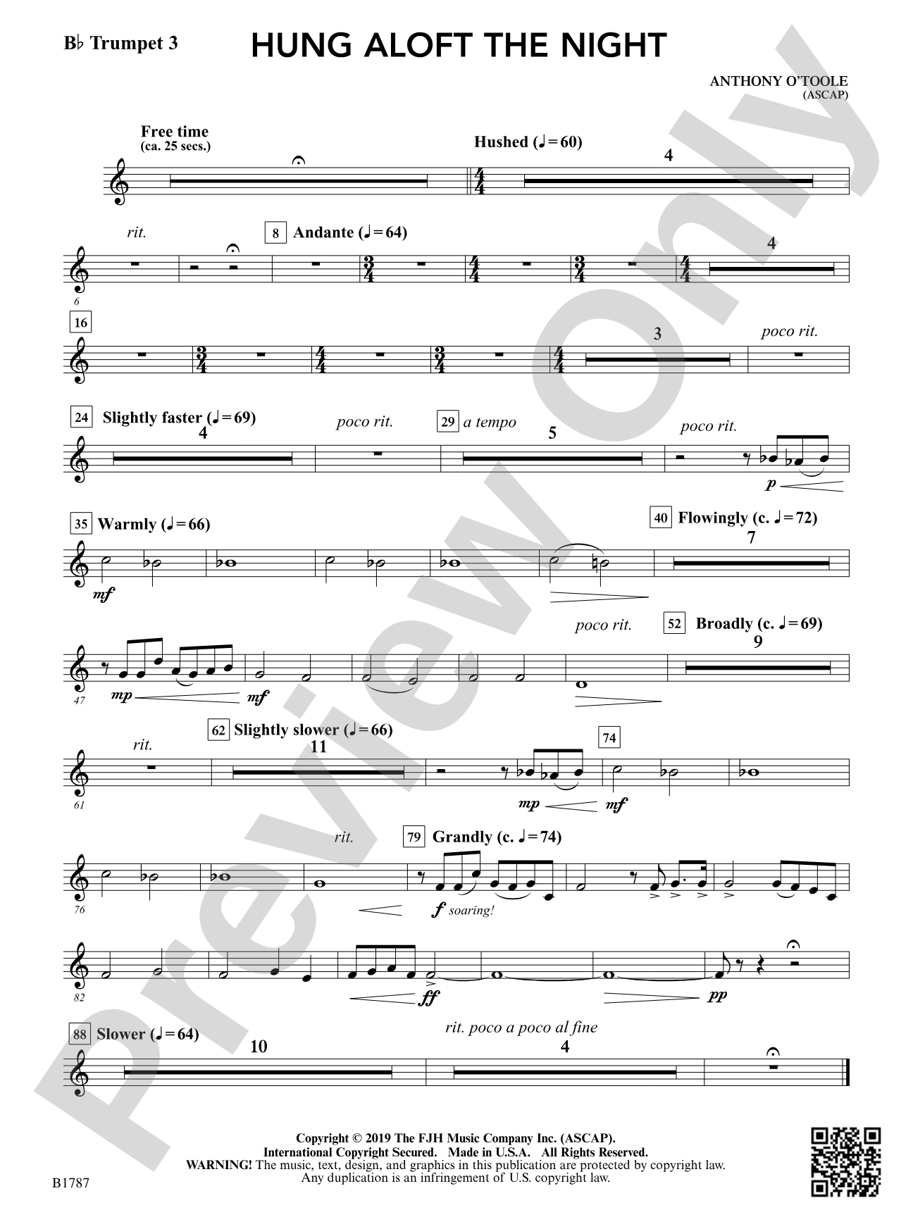 hung aloft the night: B-flat Trumpet 3