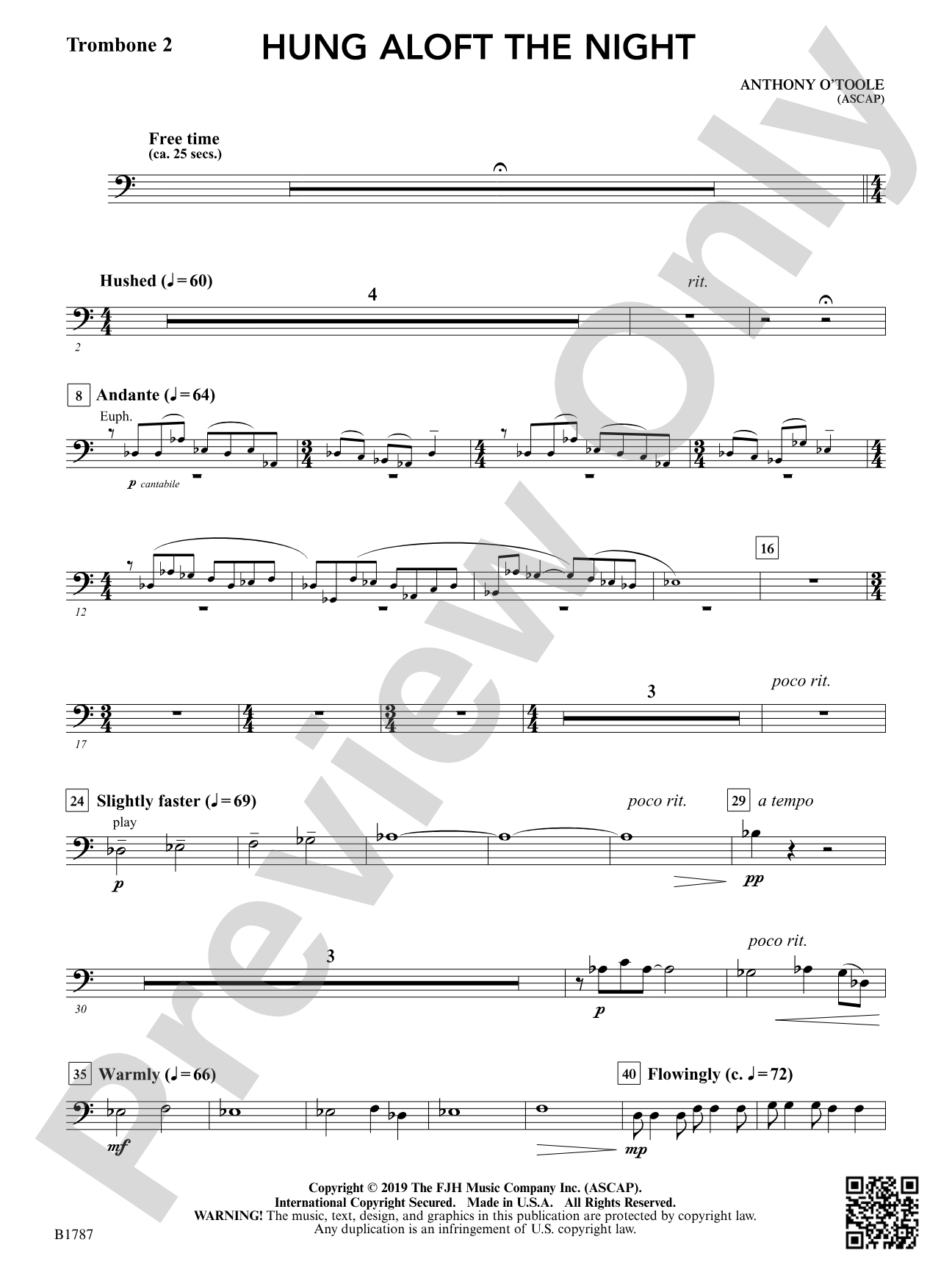 hung aloft the night: Trombone 2