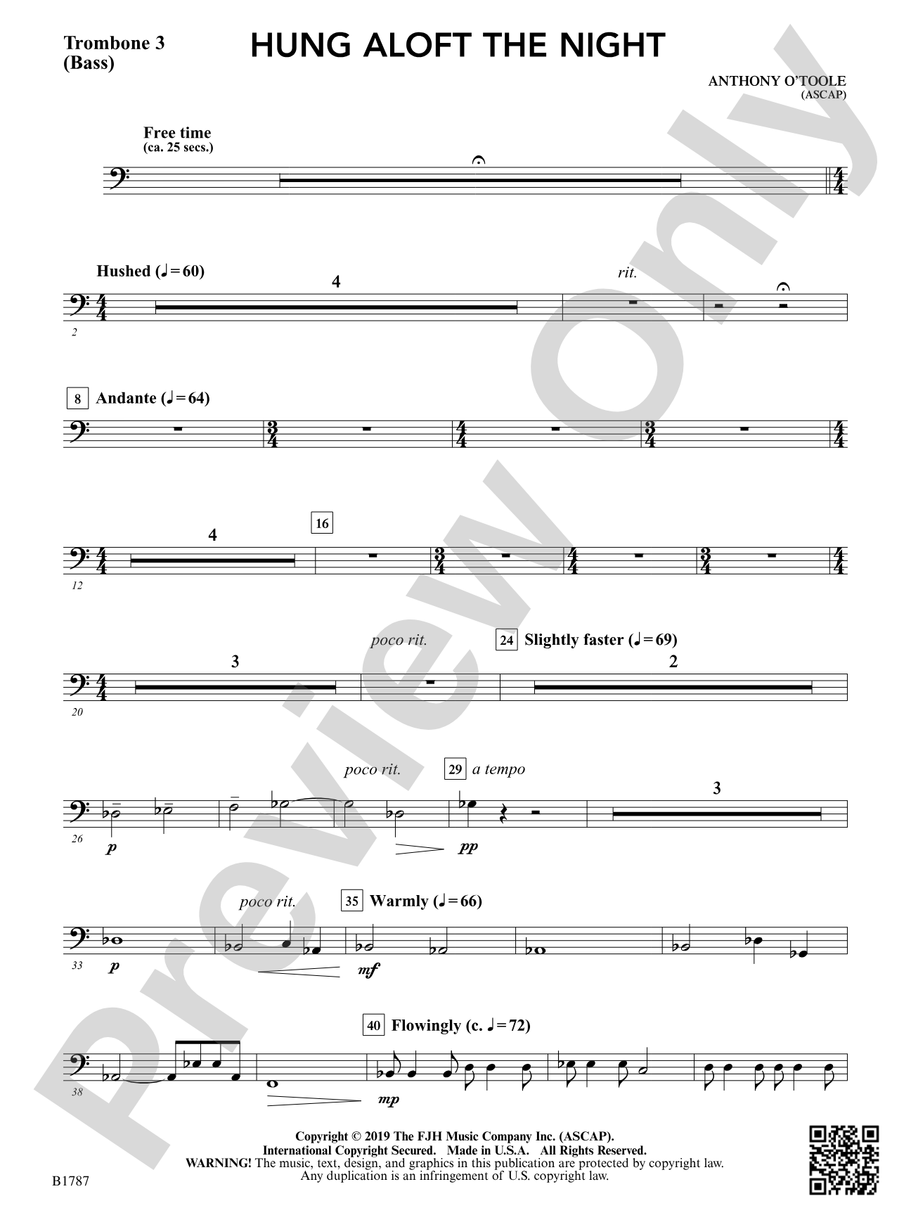 hung aloft the night: Trombone 3