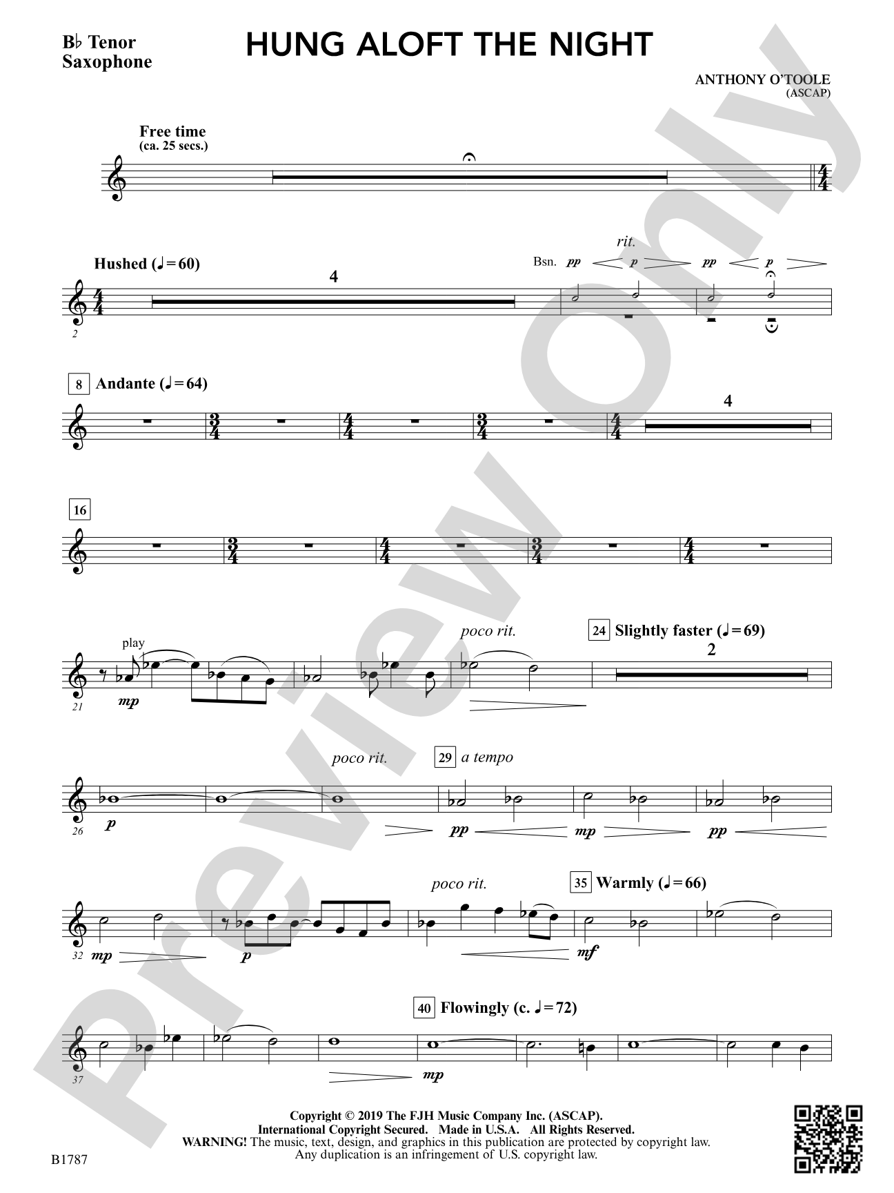 hung aloft the night: B-flat Tenor Saxophone