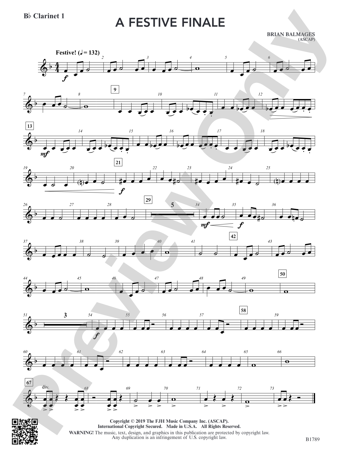A Festive Finale: B-flat Clarinet 1