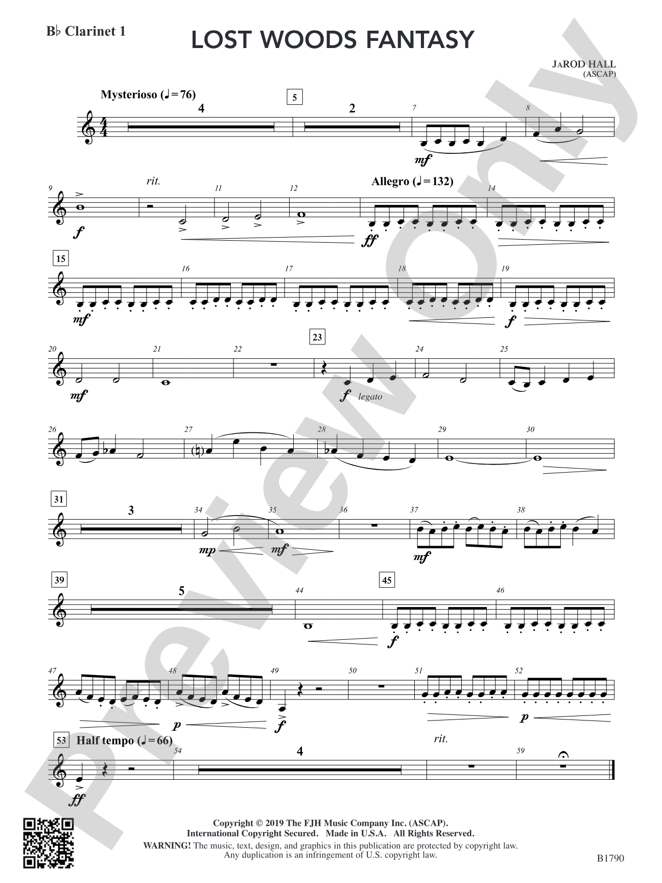 Lost Woods Fantasy: B-flat Clarinet 1