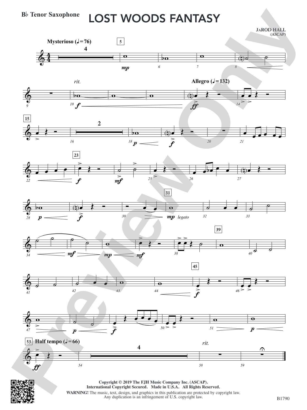 Lost Woods Fantasy: B-flat Tenor Saxophone