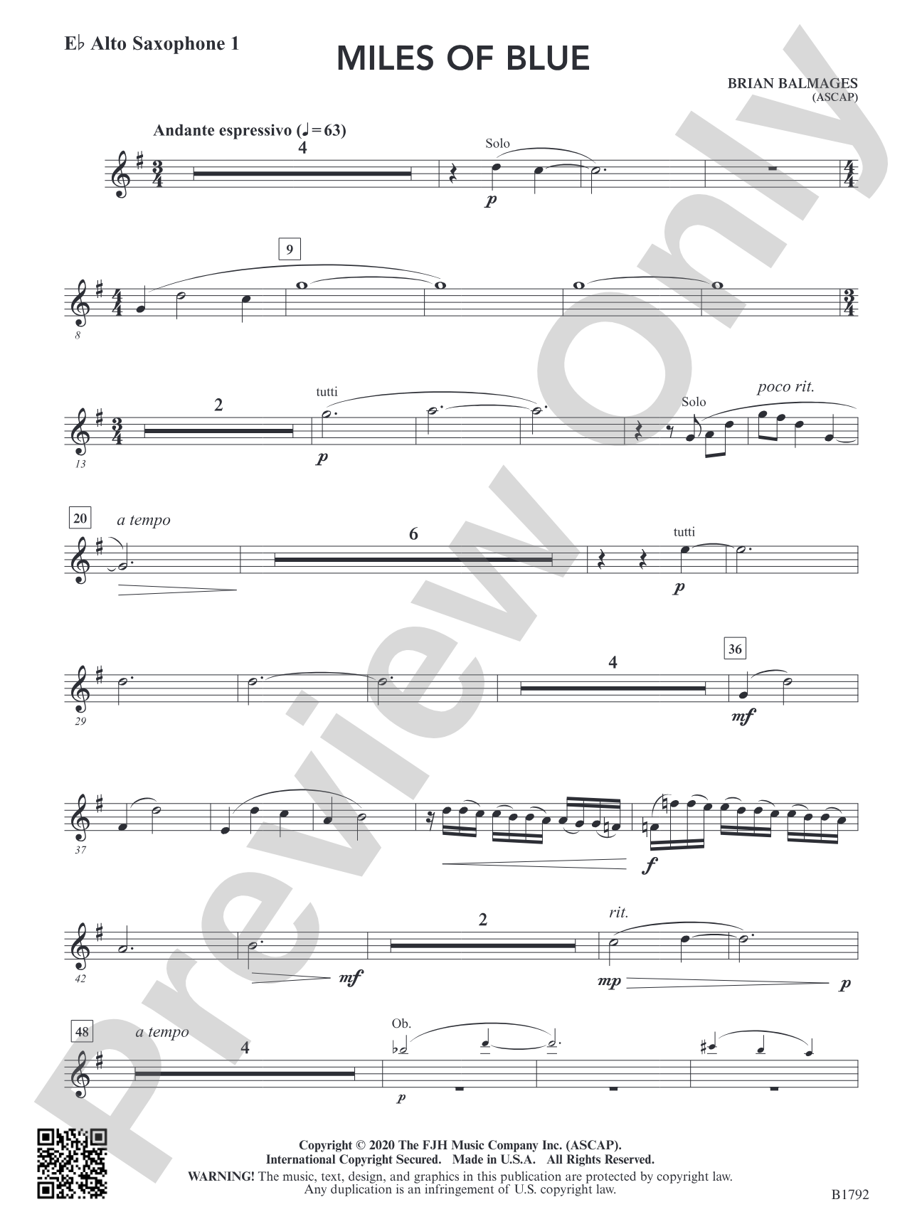 Miles of Blue: E-flat Alto Saxophone 1