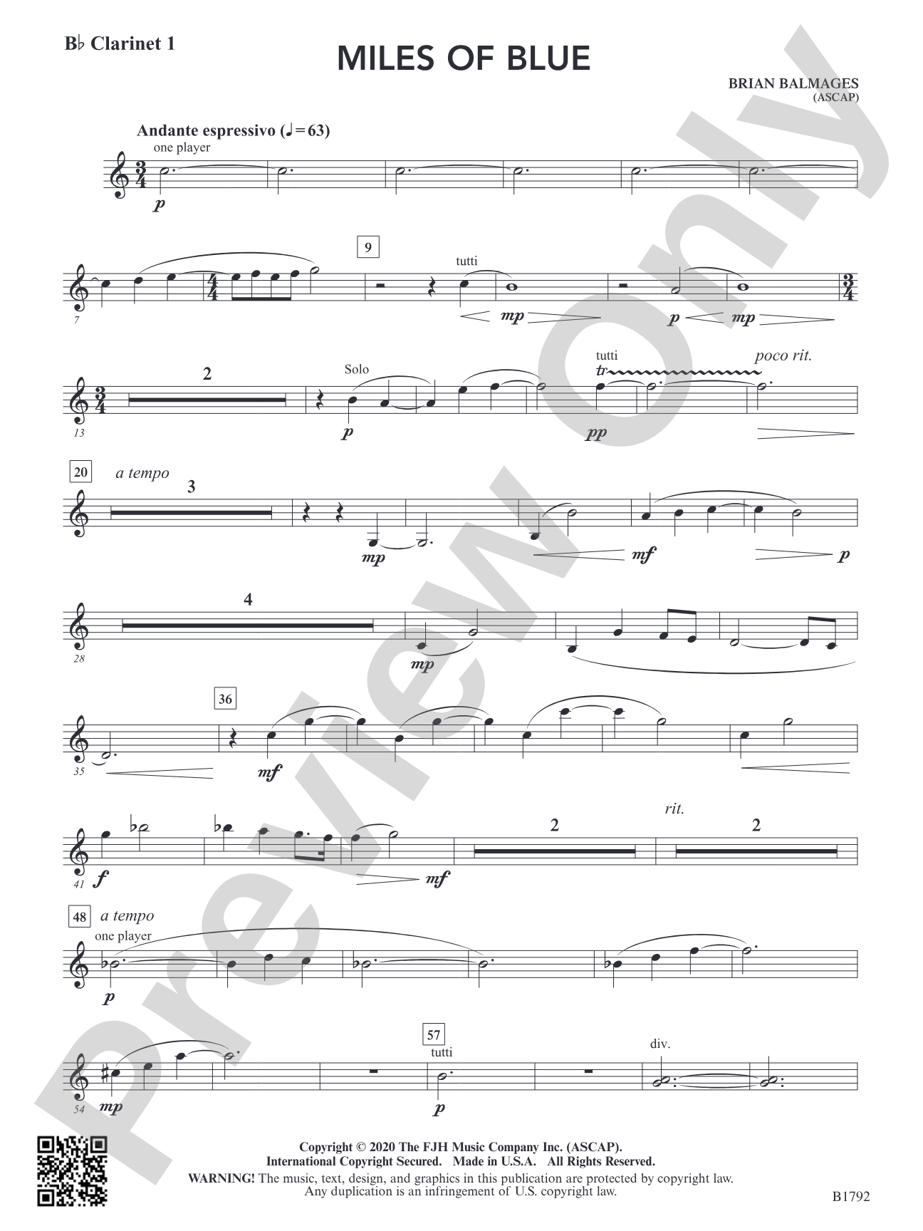Miles of Blue: B-flat Clarinet 1