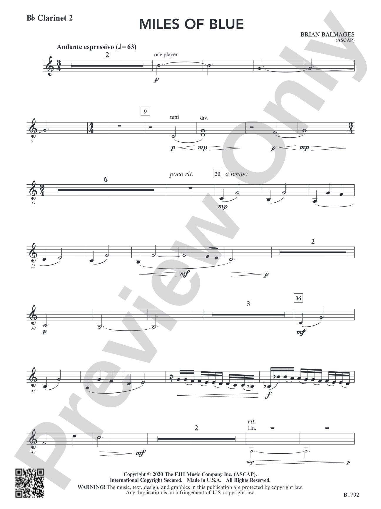 Miles of Blue: B-flat Clarinet 2