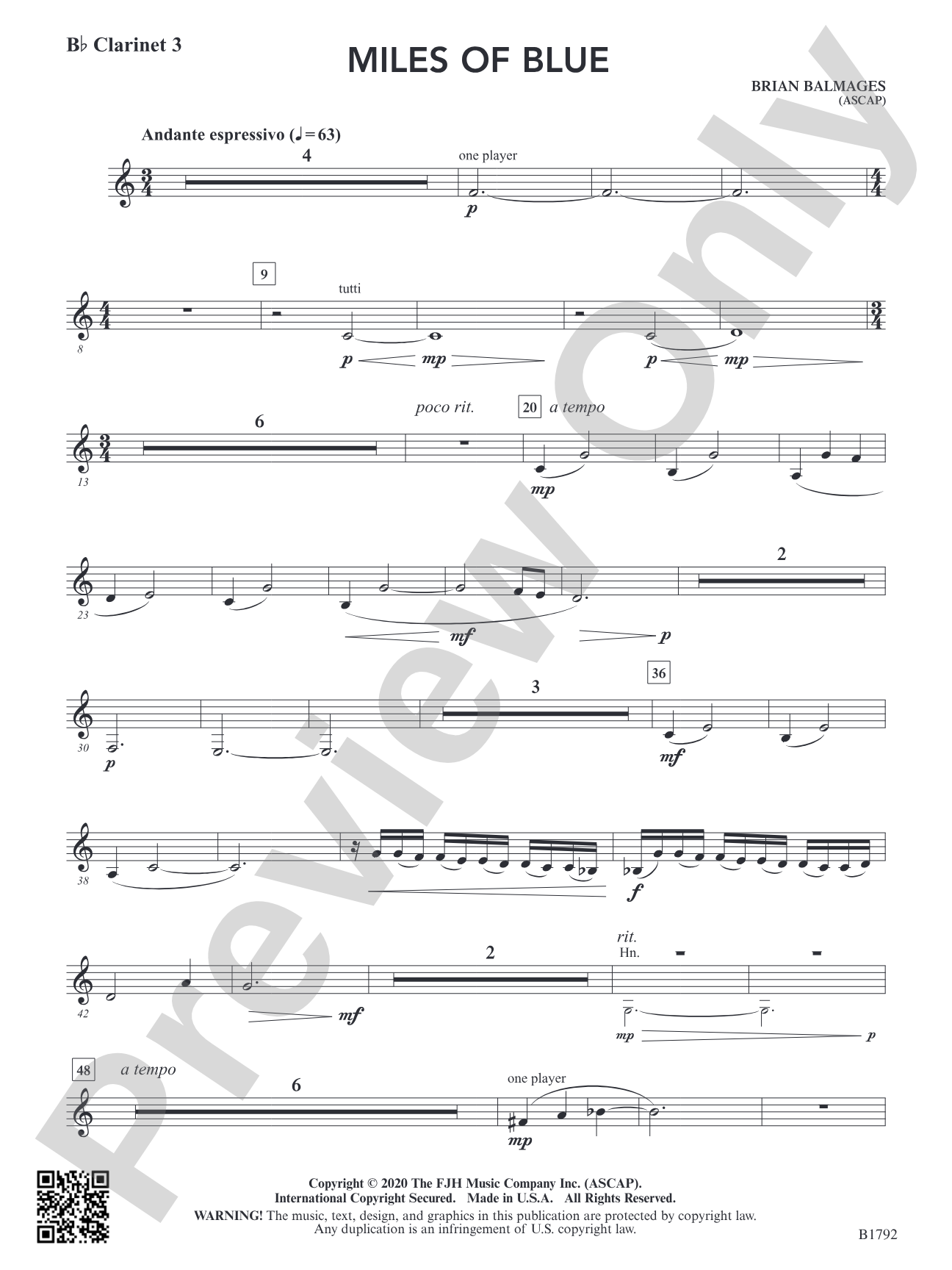 Miles of Blue: B-flat Clarinet 3