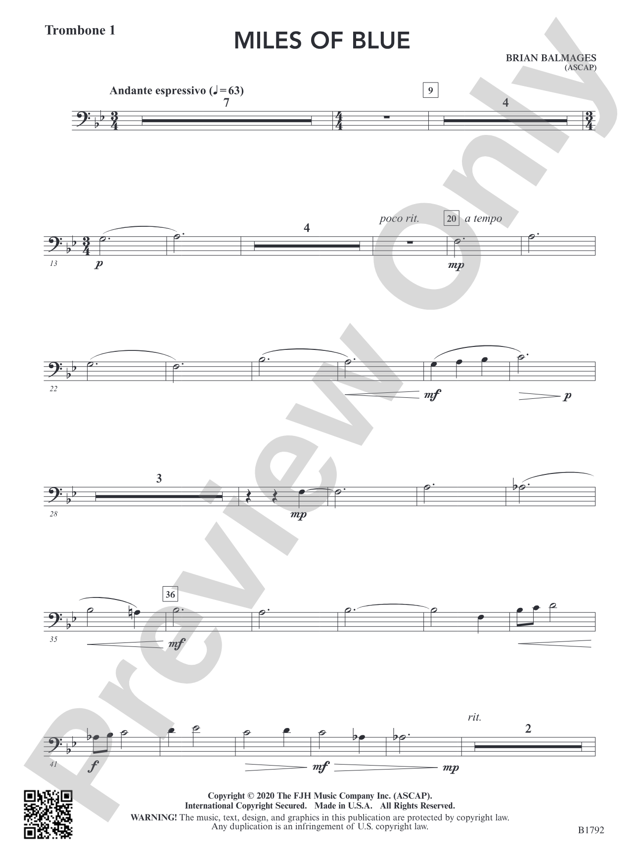 Miles of Blue: Trombone 1