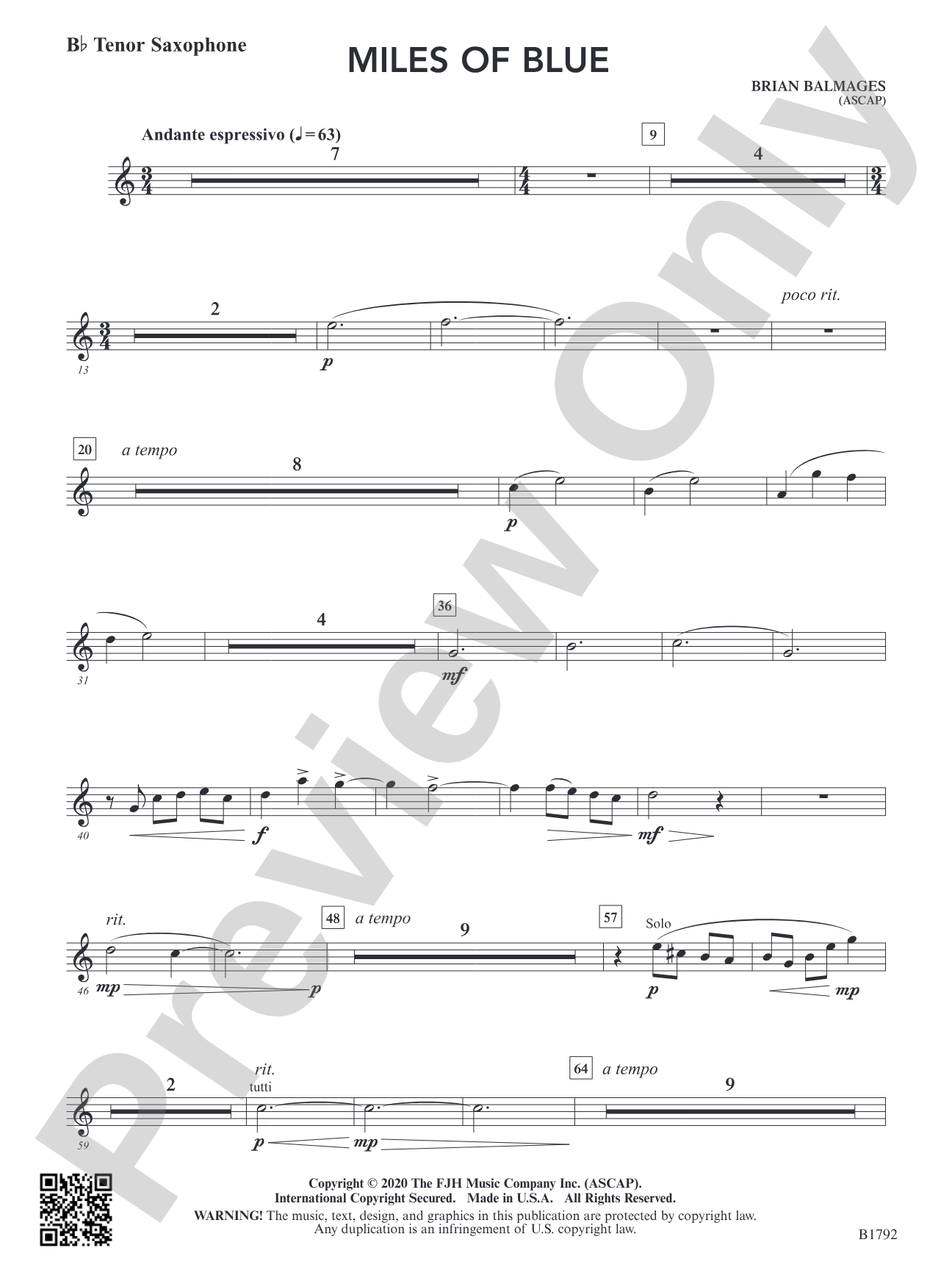 Miles of Blue: B-flat Tenor Saxophone