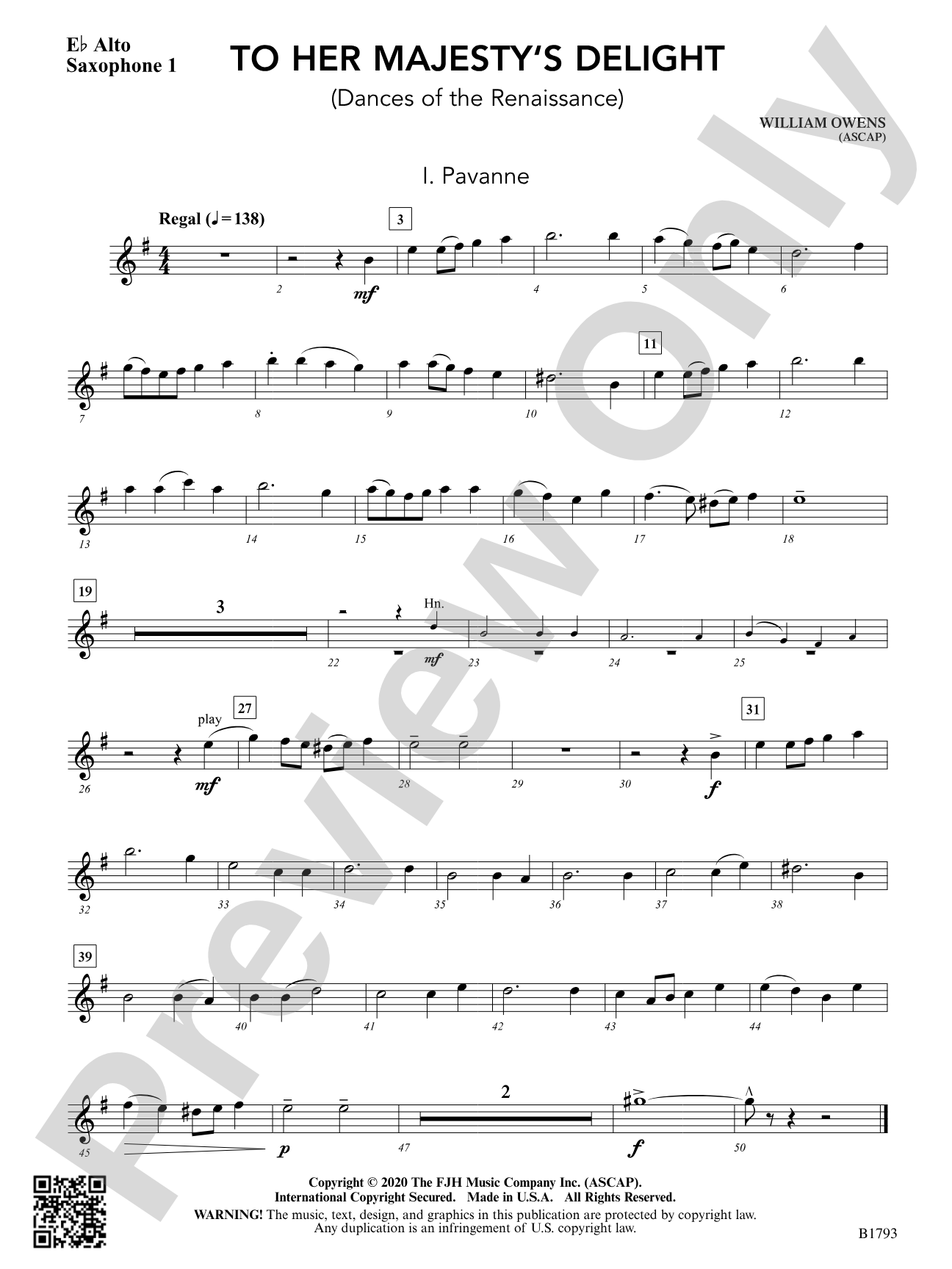 To Her Majesty's Delight: E-flat Alto Saxophone 1
