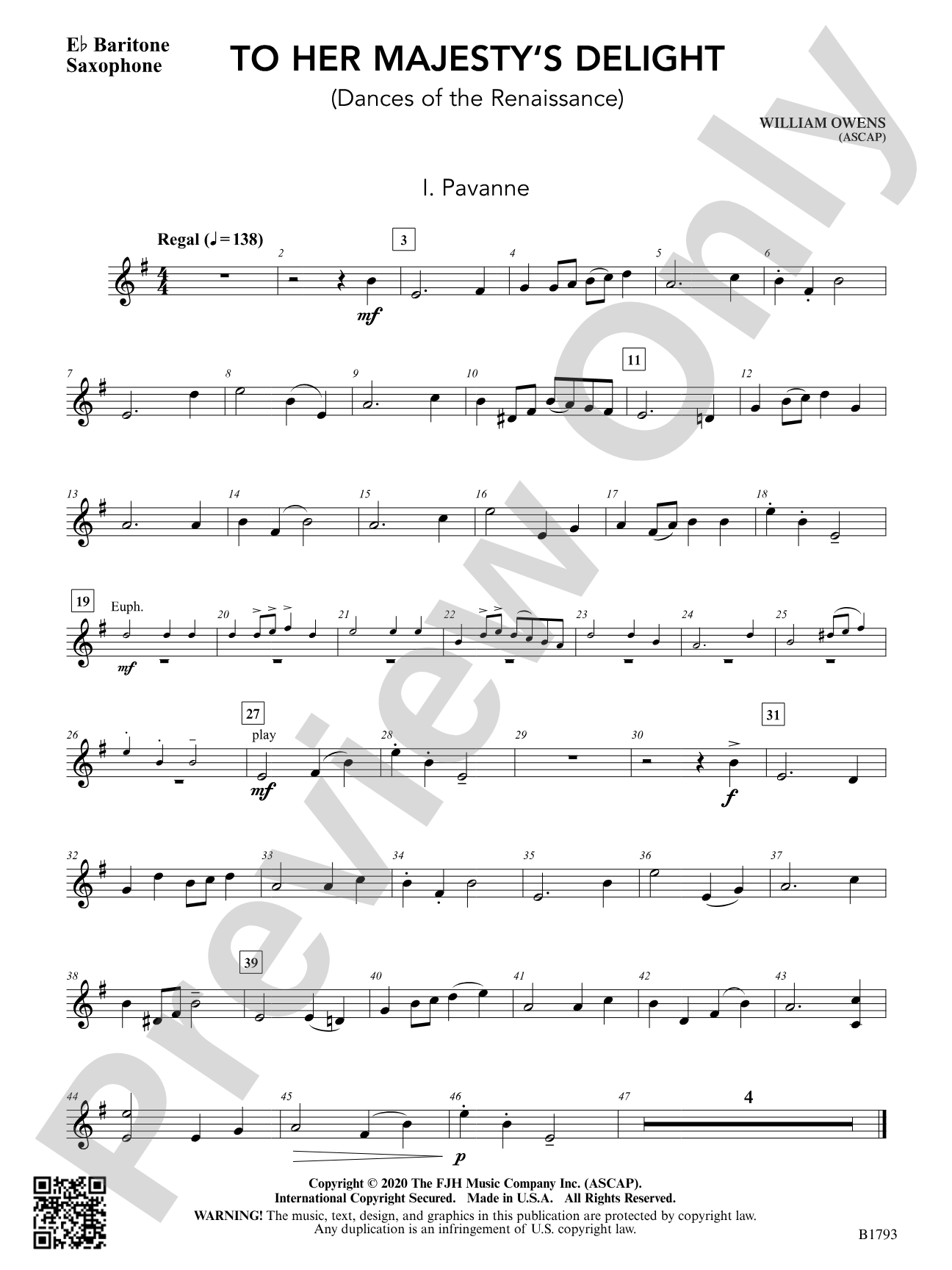 To Her Majesty's Delight: E-flat Baritone Saxophone