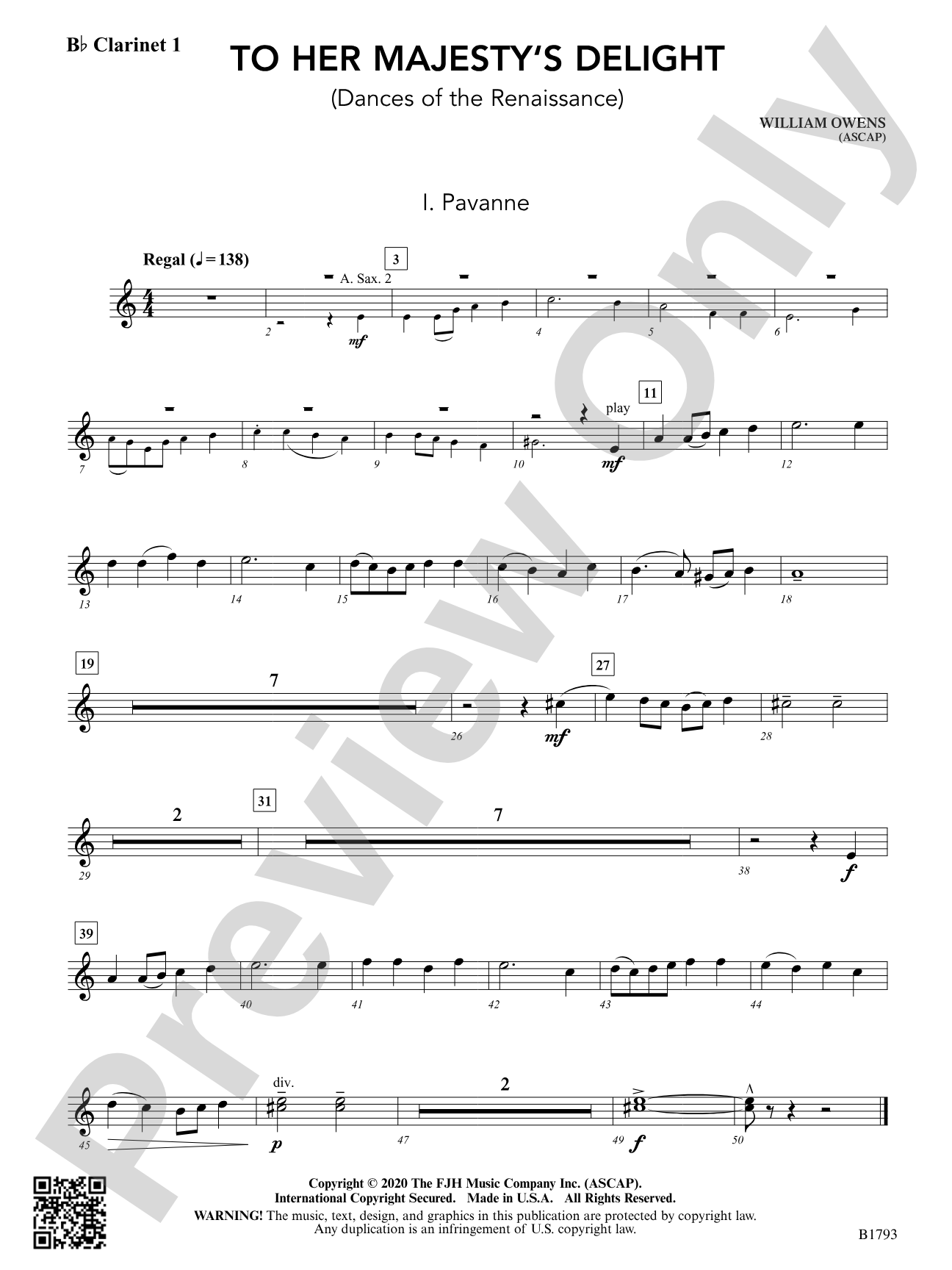 To Her Majesty's Delight: B-flat Clarinet 1