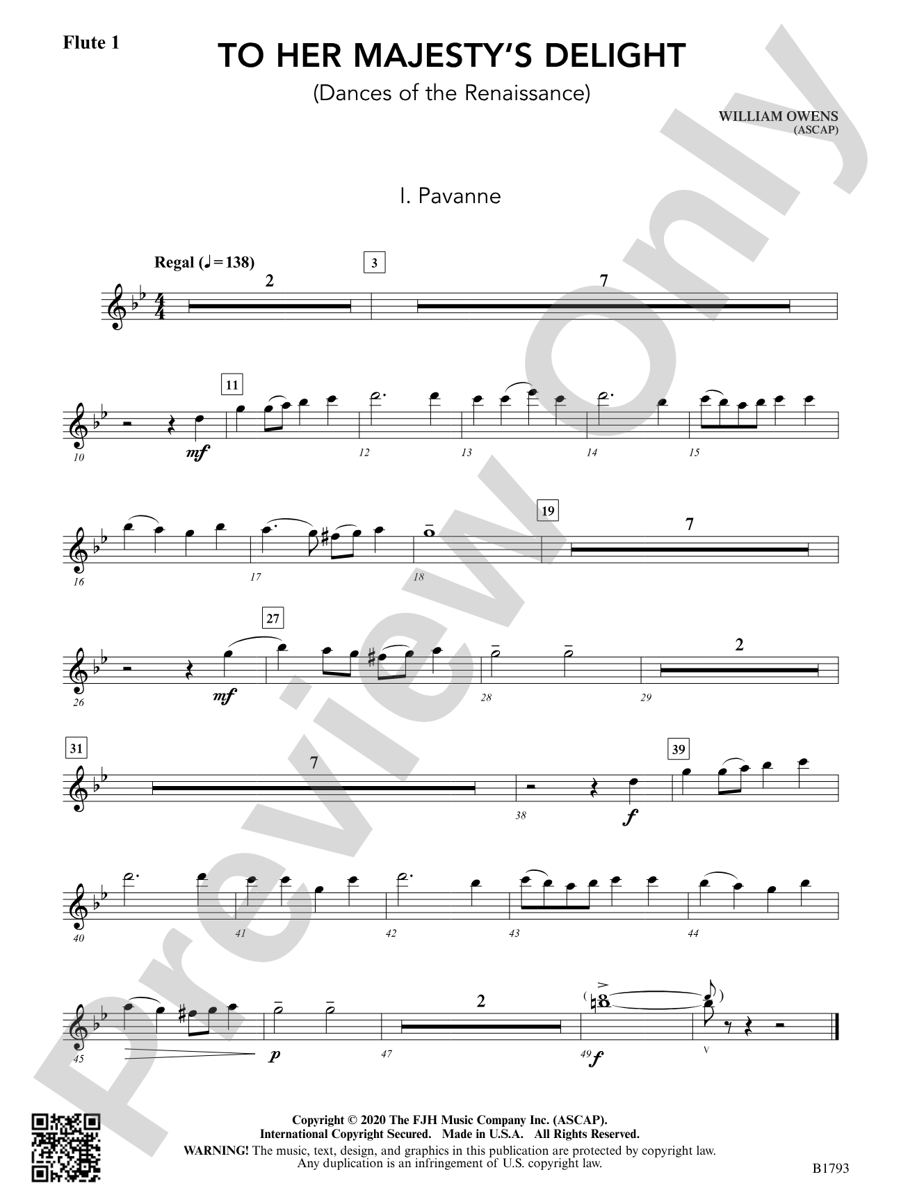 To Her Majesty's Delight: Flute 1